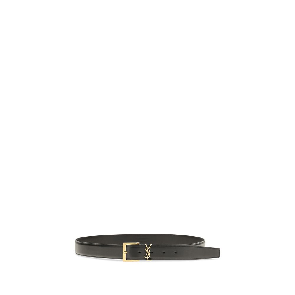 Saint Laurent Black Calf Leather Bos Taurus Regular Belt - Image 2
