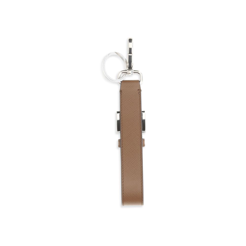 Prada Brown Calf Leather Bos Taurus Keychain - Image 2