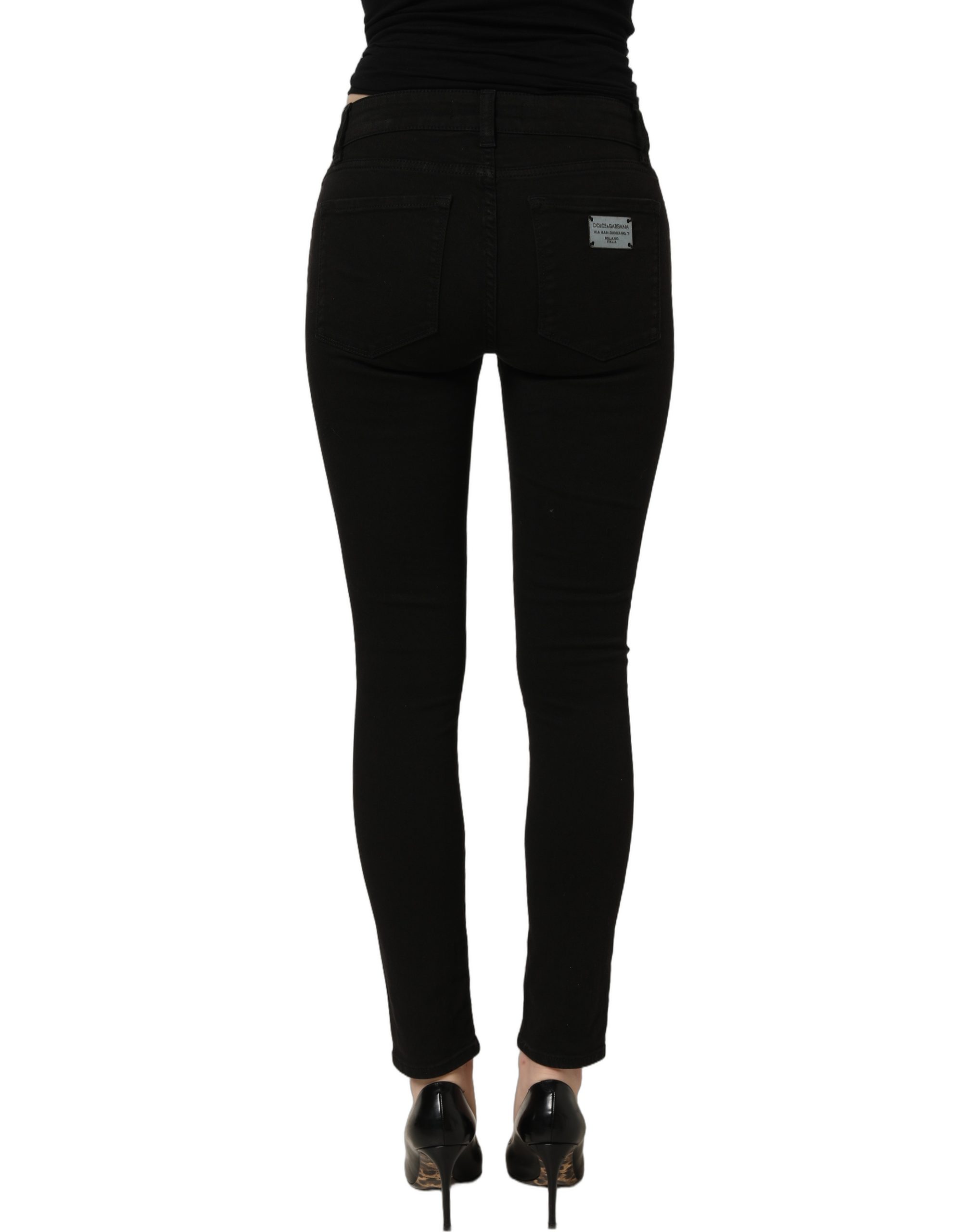 Dolce & Gabbana Black Cotton Stretch Skinny Denim Jeans - Image 5