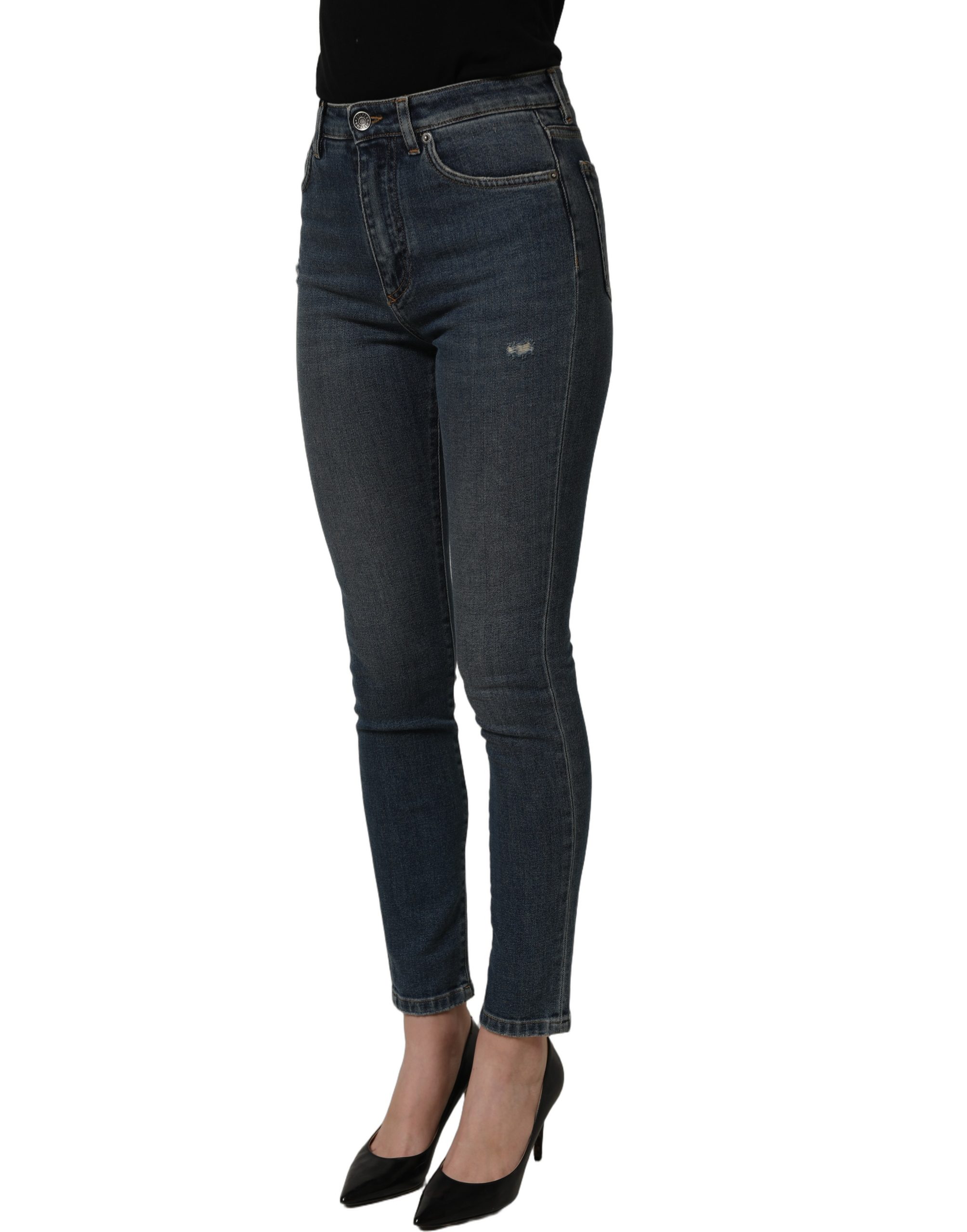 Dolce & Gabbana Blue Cotton Stretch Skinny Denim Trouser Jeans - Image 4