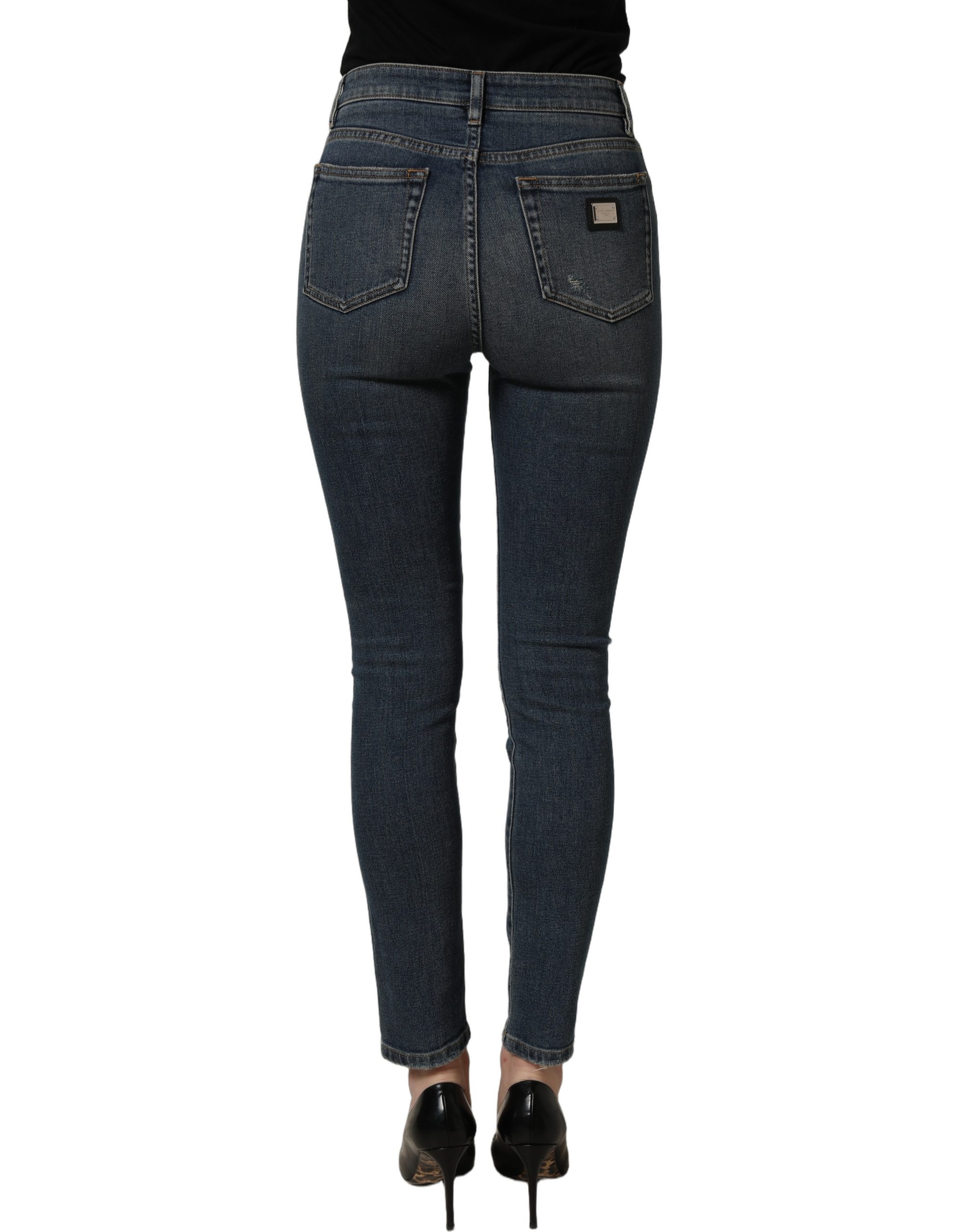 Dolce & Gabbana Blue Cotton Stretch Skinny Denim Trouser Jeans - Image 5