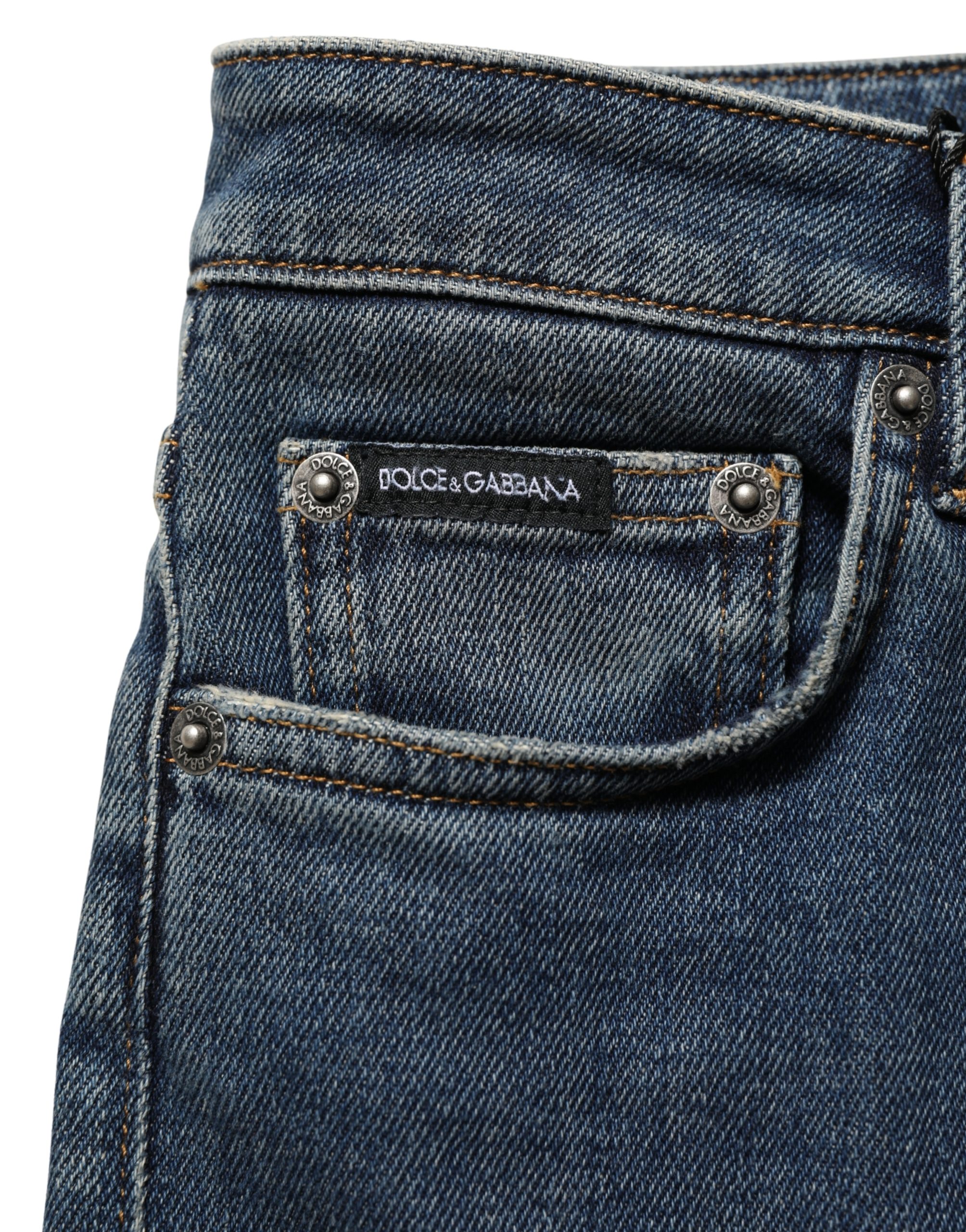 Dolce & Gabbana Blue Cotton Stretch Skinny Denim Trouser Jeans - Image 7
