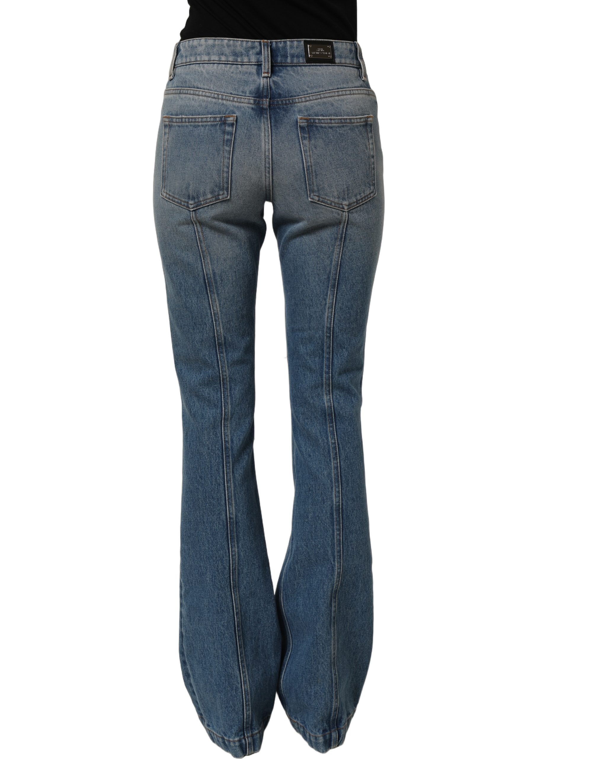 Dolce & Gabbana Blue Cotton Boot Cut Denim Trouser Jeans - Image 2