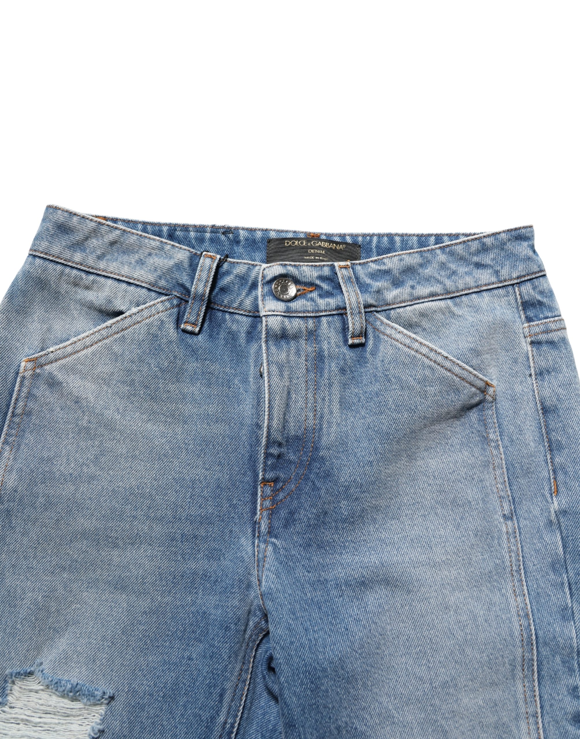 Dolce & Gabbana Blue Cotton Boot Cut Denim Trouser Jeans - Image 3