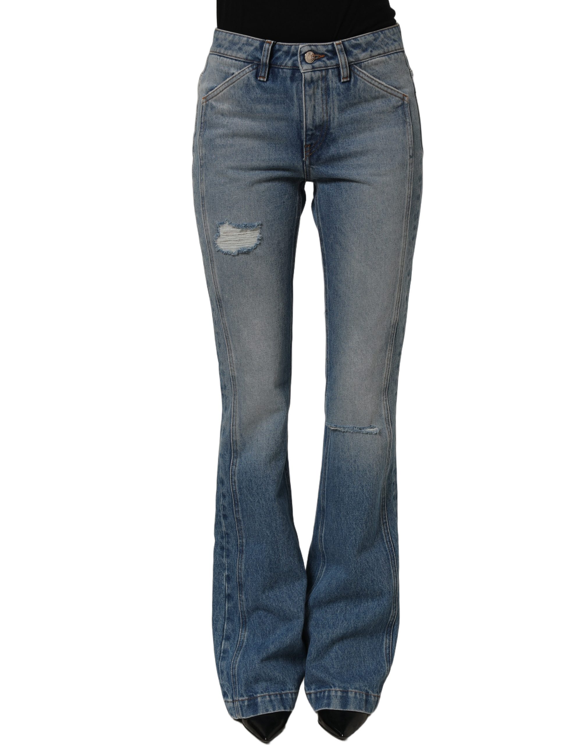 Dolce & Gabbana Blue Cotton Boot Cut Denim Trouser Jeans - Image 6