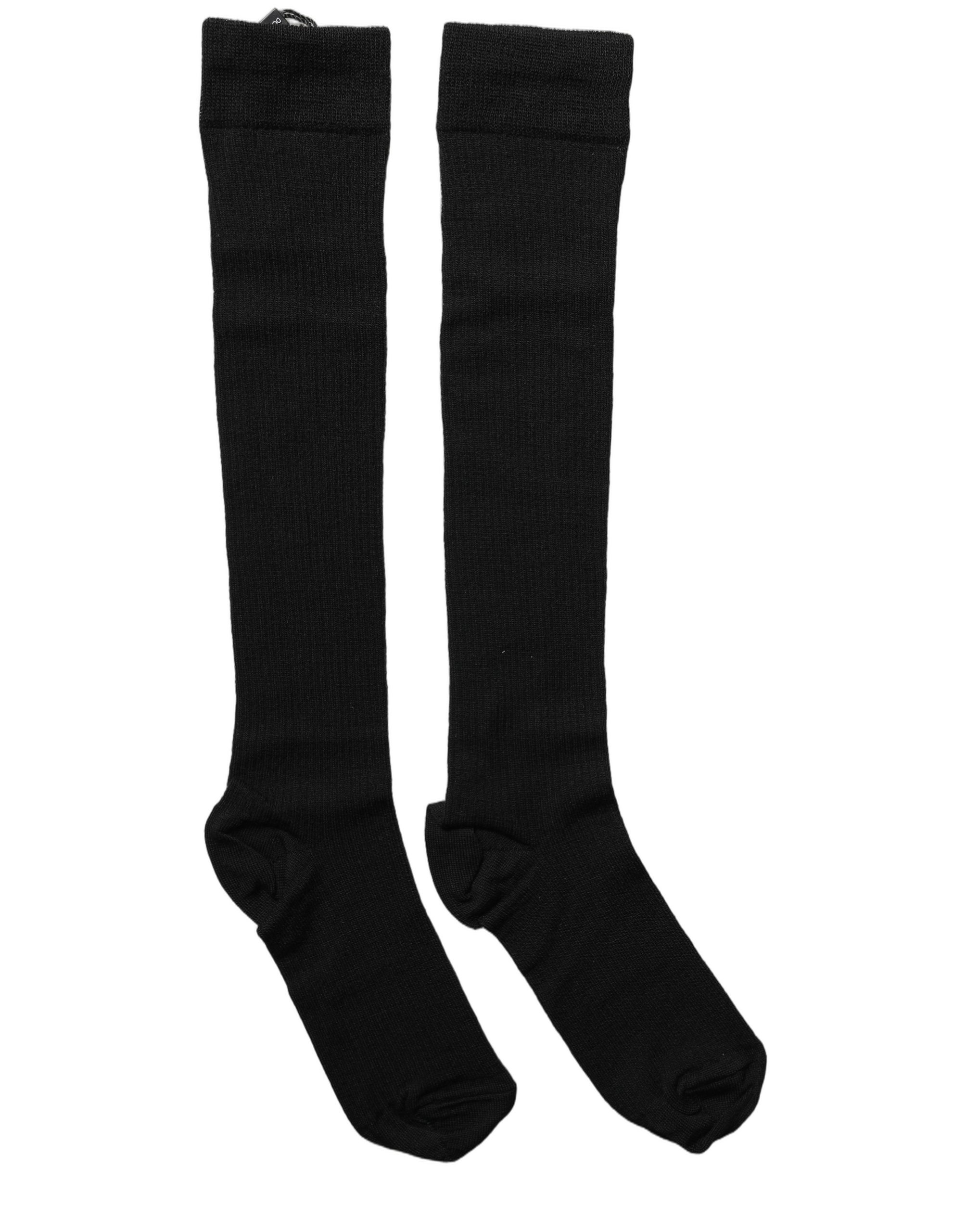 Dolce & Gabbana Black Wool Knit Calf Long Women Accessory Socks - Image 2