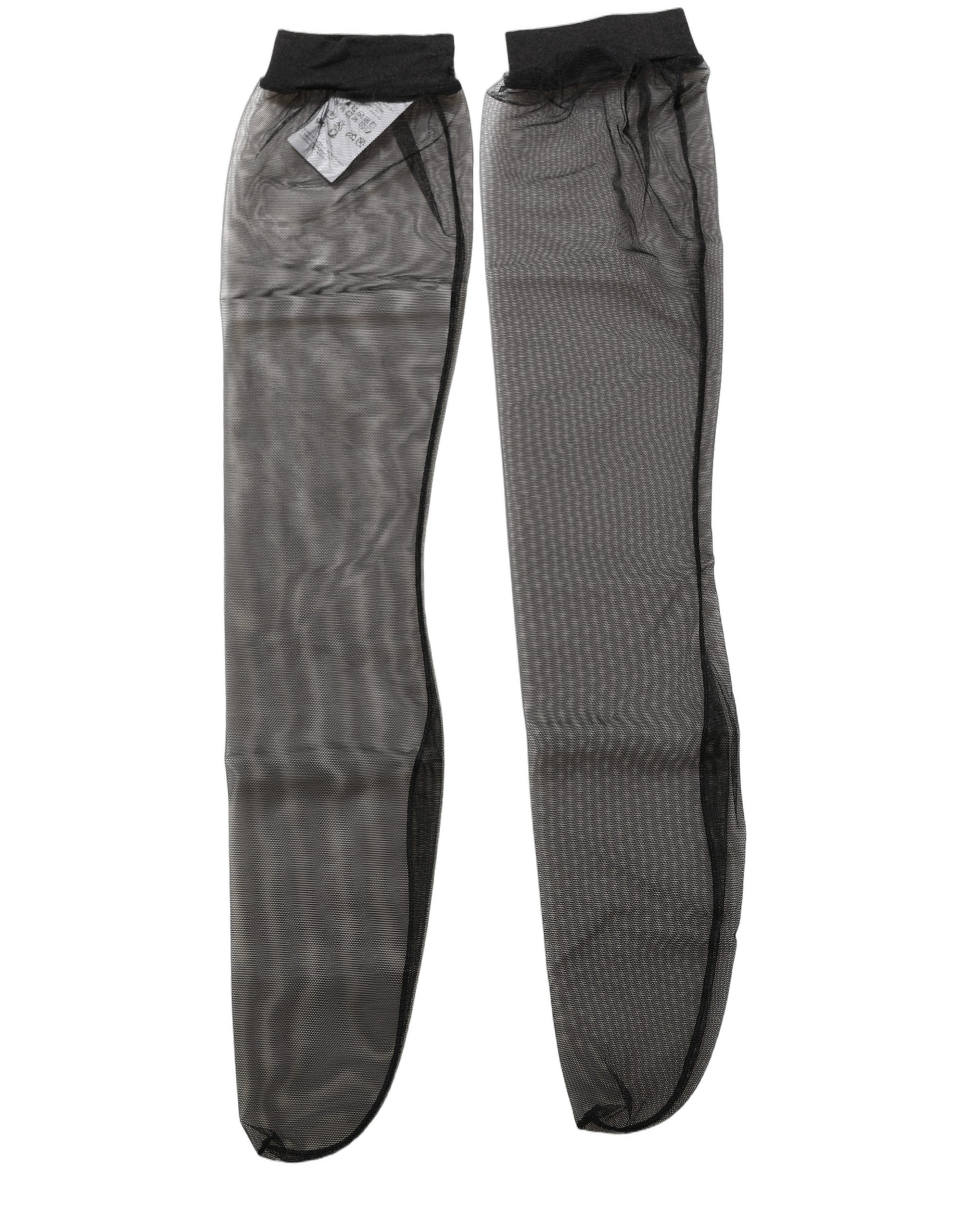 Dolce & Gabbana Black Nylon Mesh Sheer Calf Long Accessory Socks - Image 3
