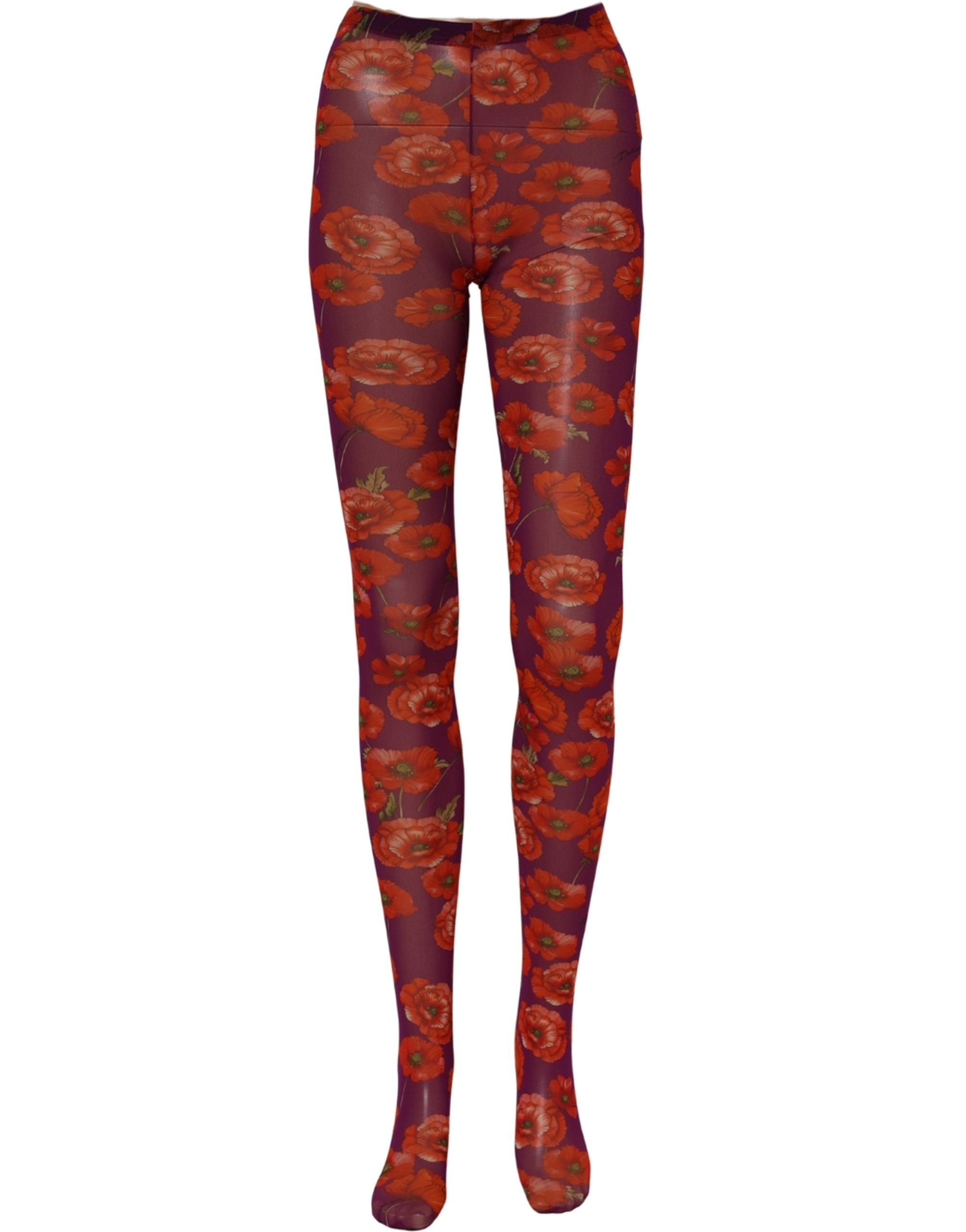 Dolce & Gabbana Purple Nylon Floral Print Tights Stockings Socks - Image 2