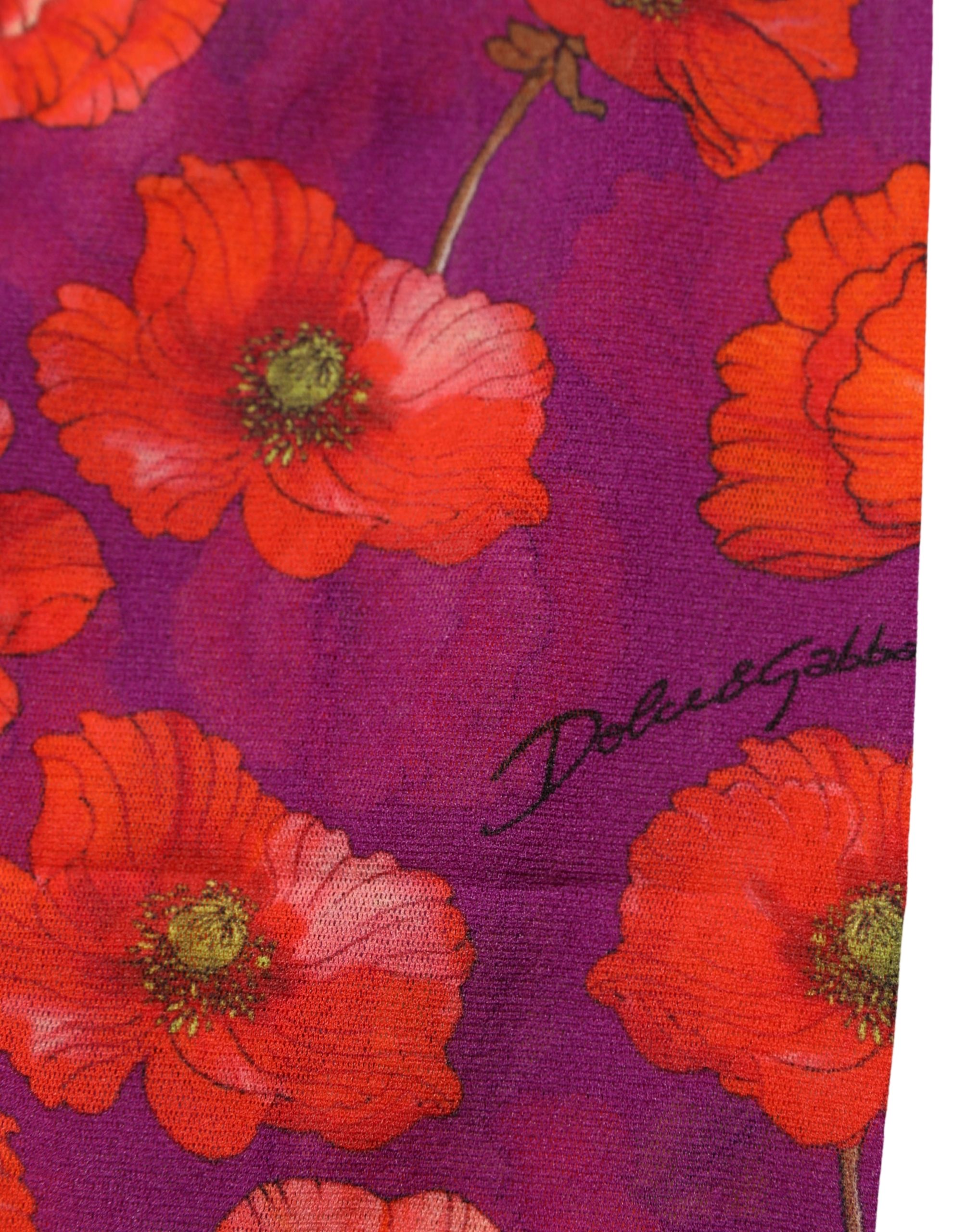 Dolce & Gabbana Purple Nylon Floral Print Tights Stockings Socks