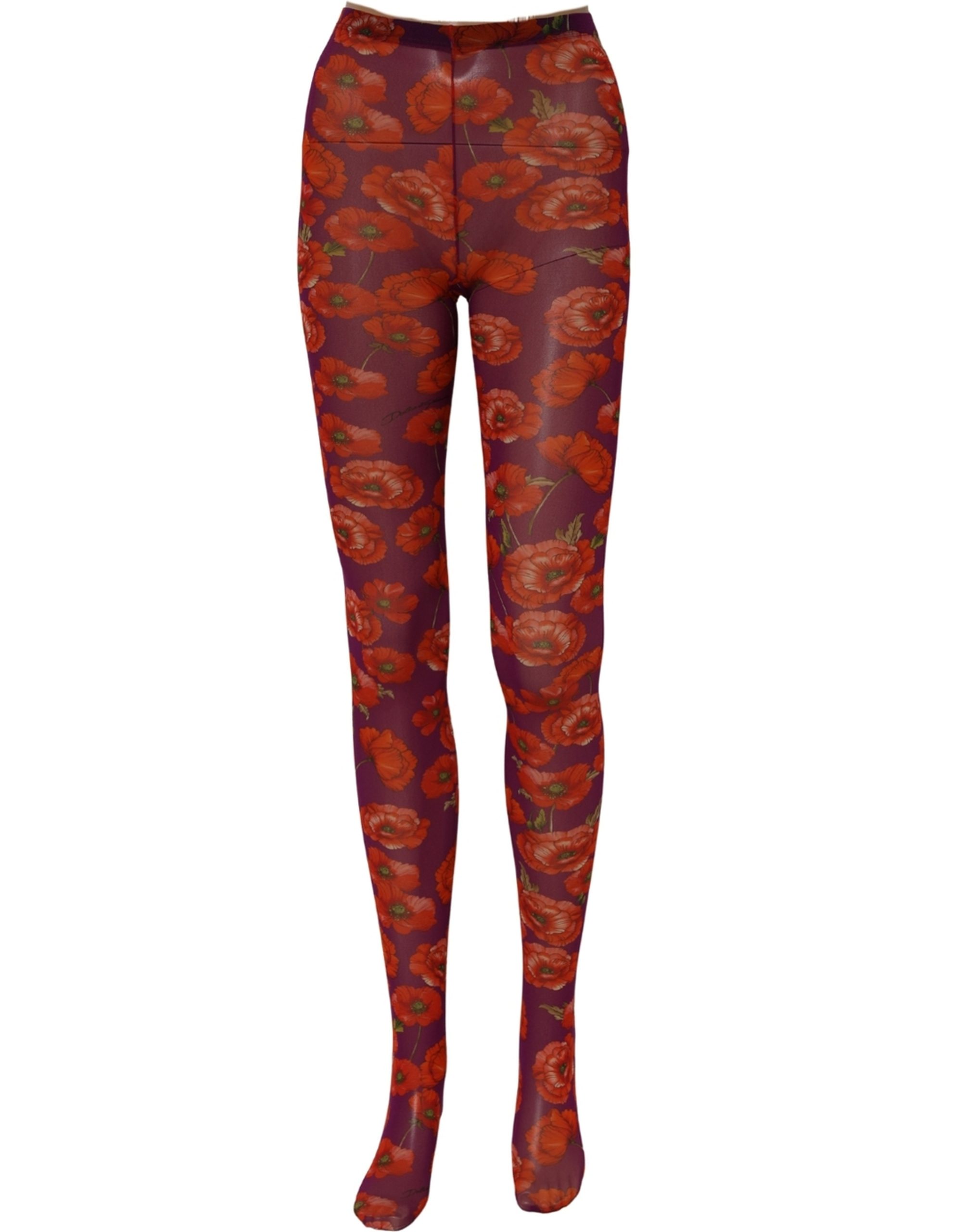 Dolce & Gabbana Purple Nylon Floral Print Tights Stockings Socks - Image 2