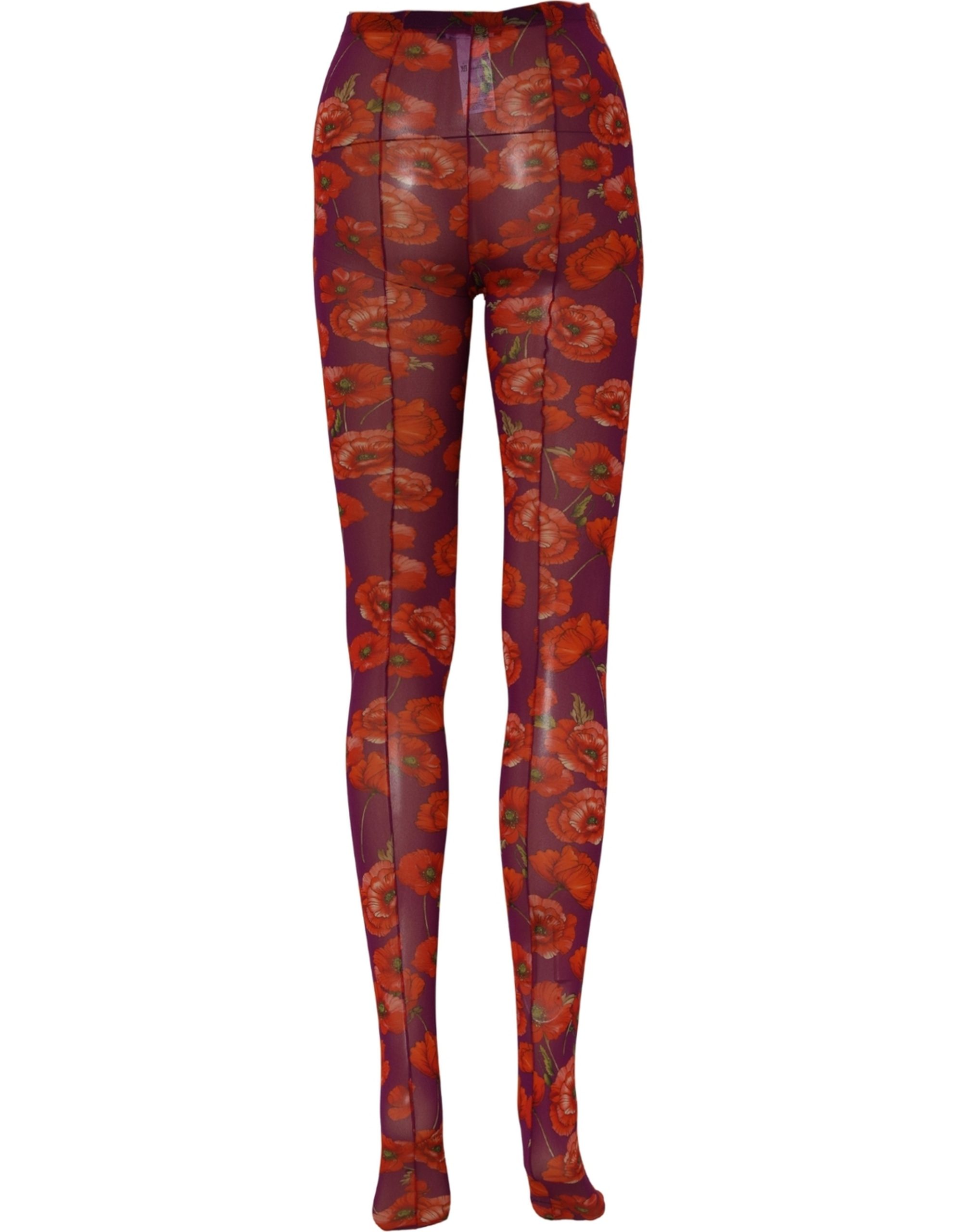 Dolce & Gabbana Purple Nylon Floral Print Tights Stockings Socks - Image 4