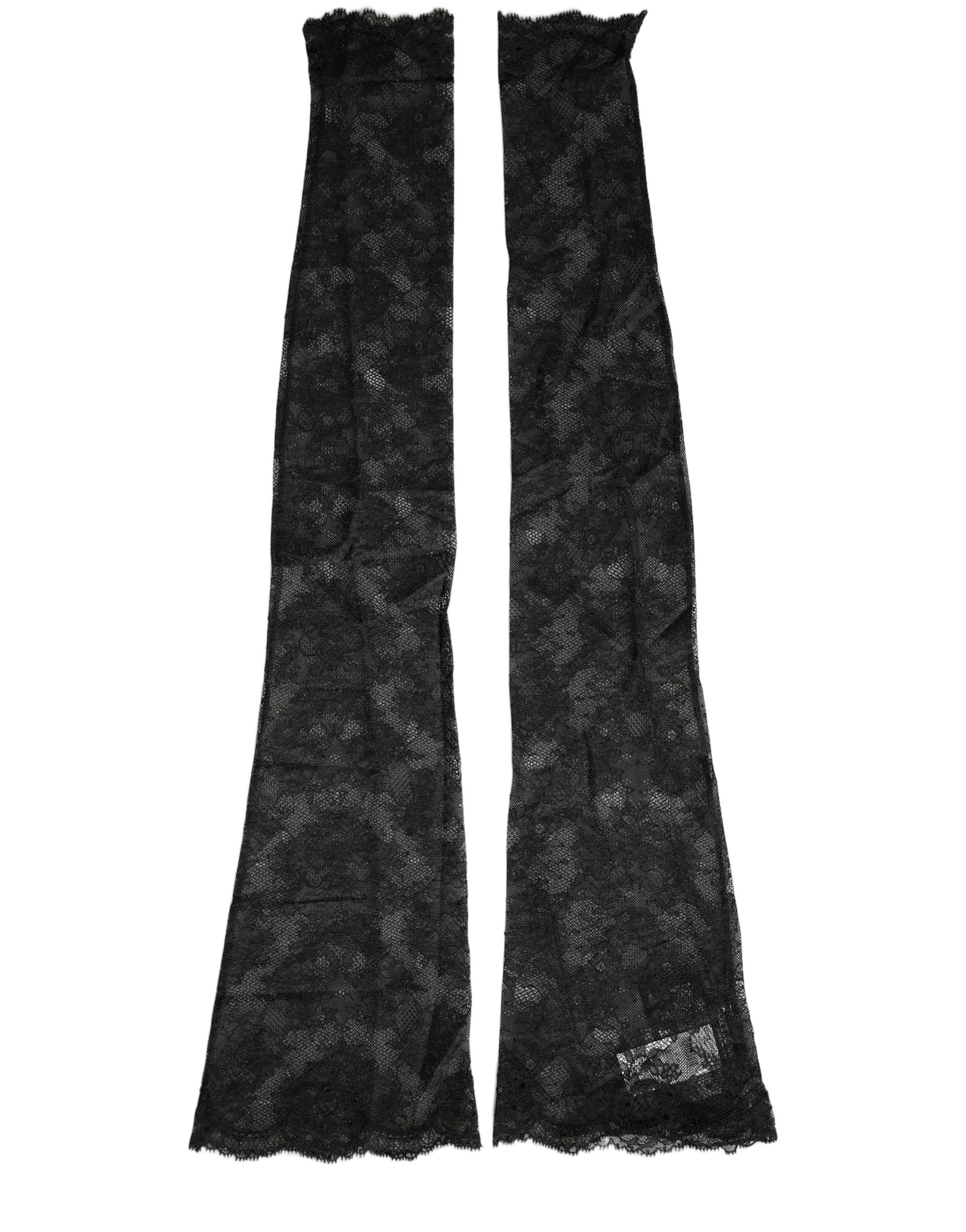 Dolce & Gabbana Black Floral Lace Nylon Stretch Knee High Socks - Image 3