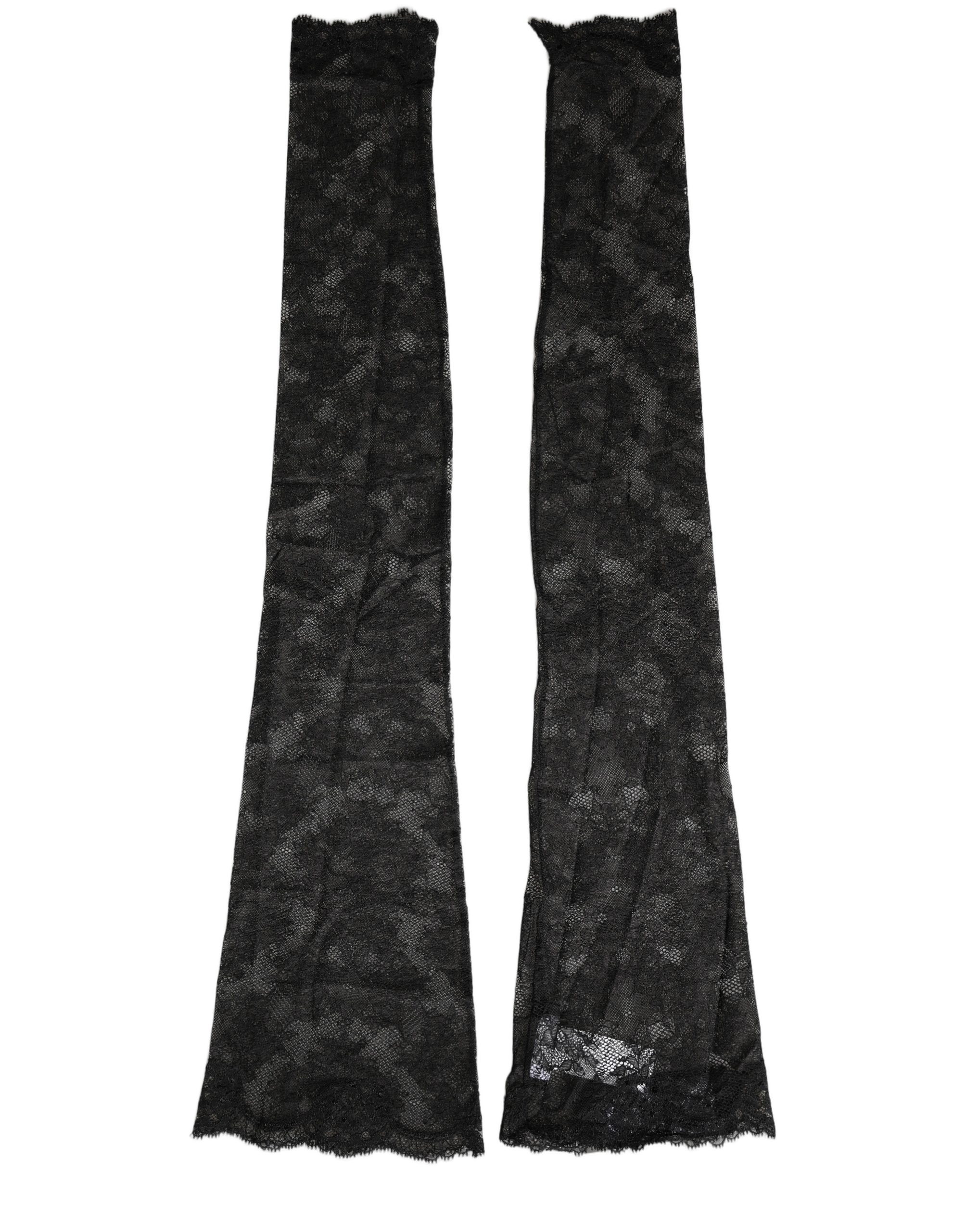 Dolce & Gabbana Black Floral Lace Nylon Stretch Knee High Socks - Image 4