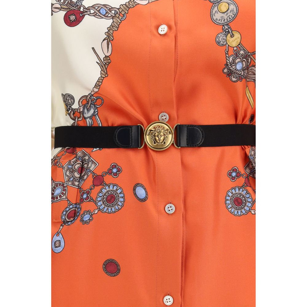 Versace Orange Silk Casual Dress - Image 3