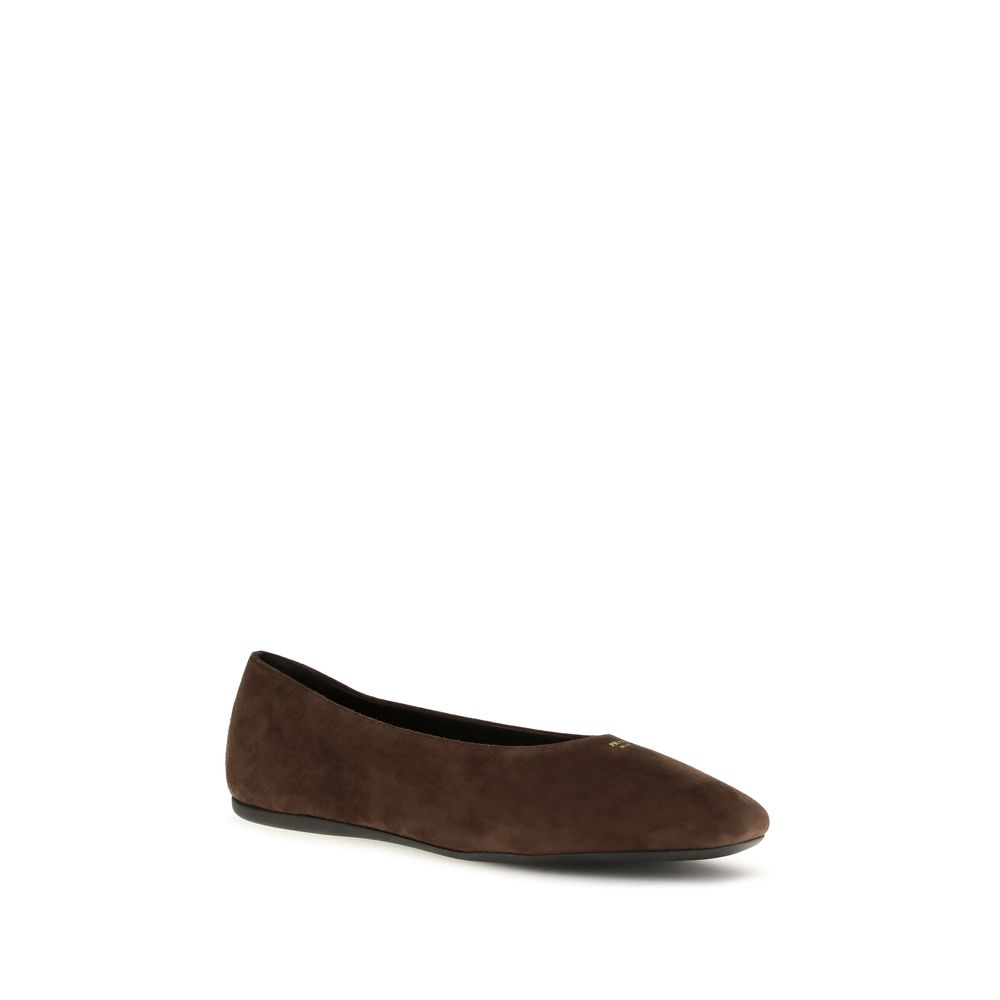 Prada Brown Calf Leather Bos Taurus Ballet Flats - Image 2