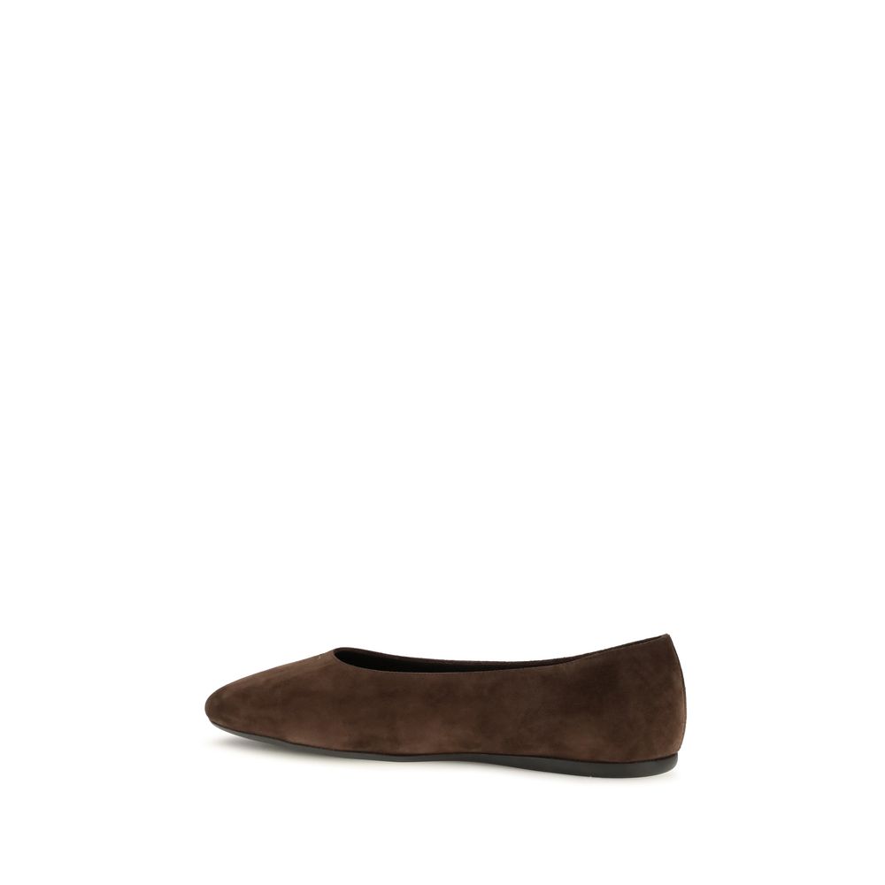 Prada Brown Calf Leather Bos Taurus Ballet Flats - Image 3