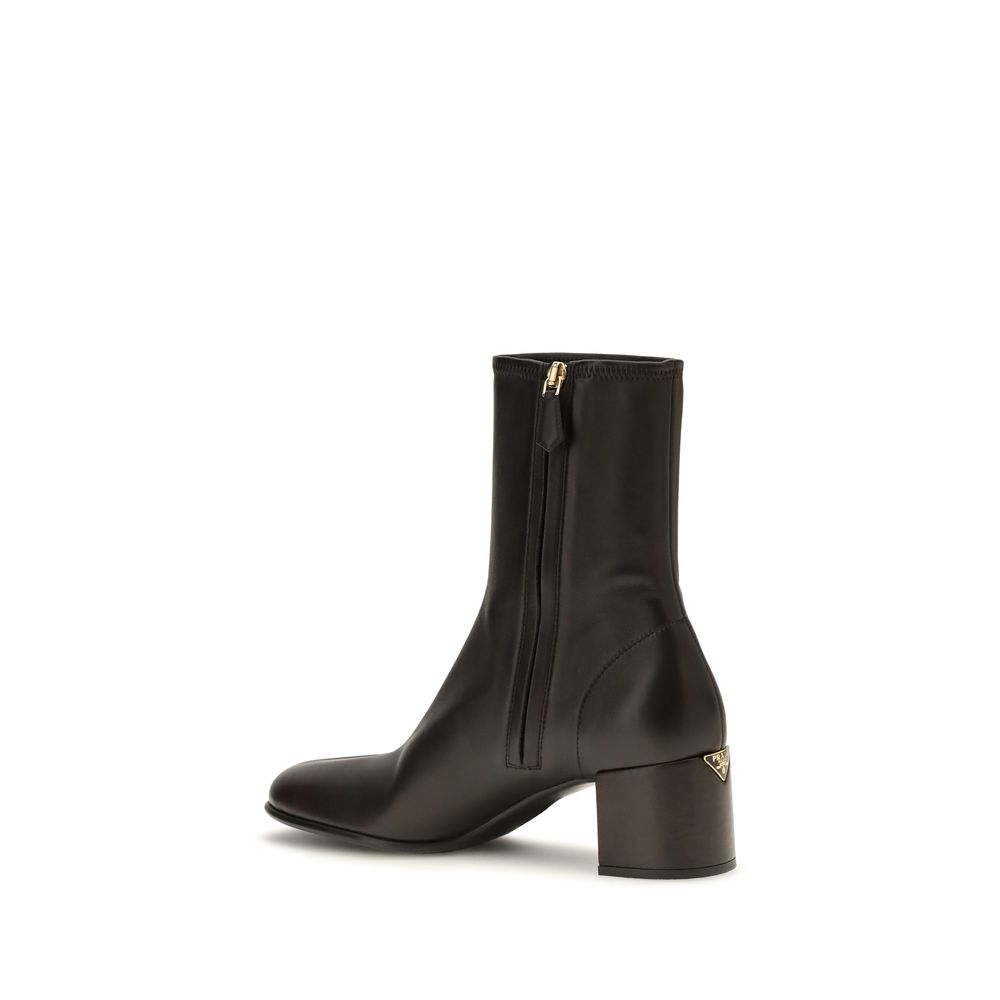 Prada Brown Lamb Ovis Aries Ankle Boots - Image 3