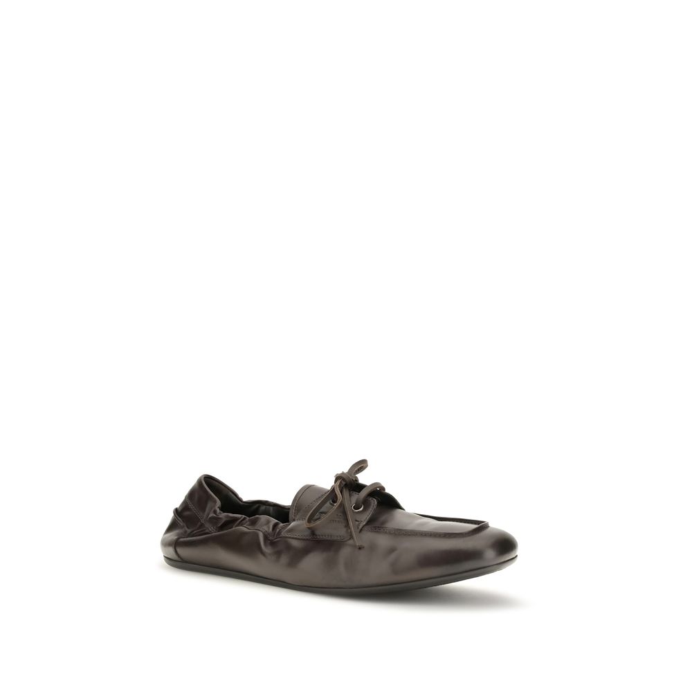 Prada Brown Calf Leather Bos Taurus Slip-On Loafers - Image 2