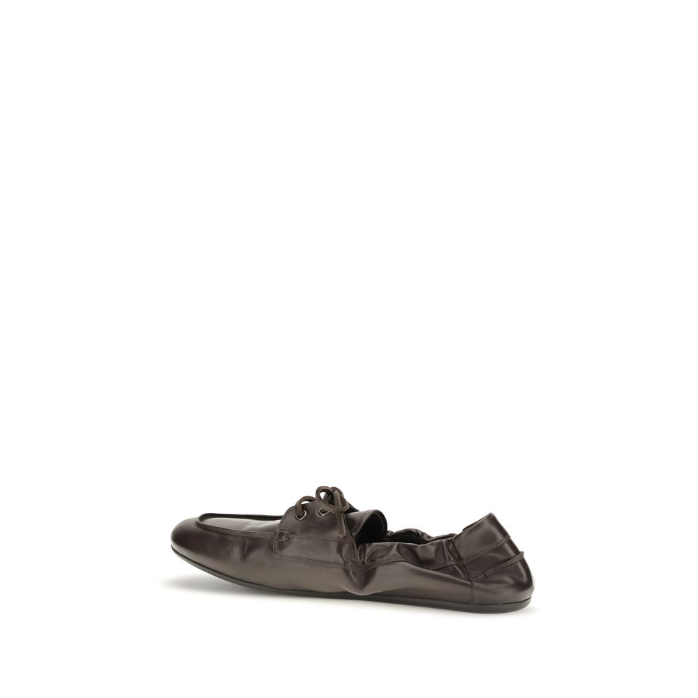 Prada Brown Calf Leather Bos Taurus Slip-On Loafers - Image 3