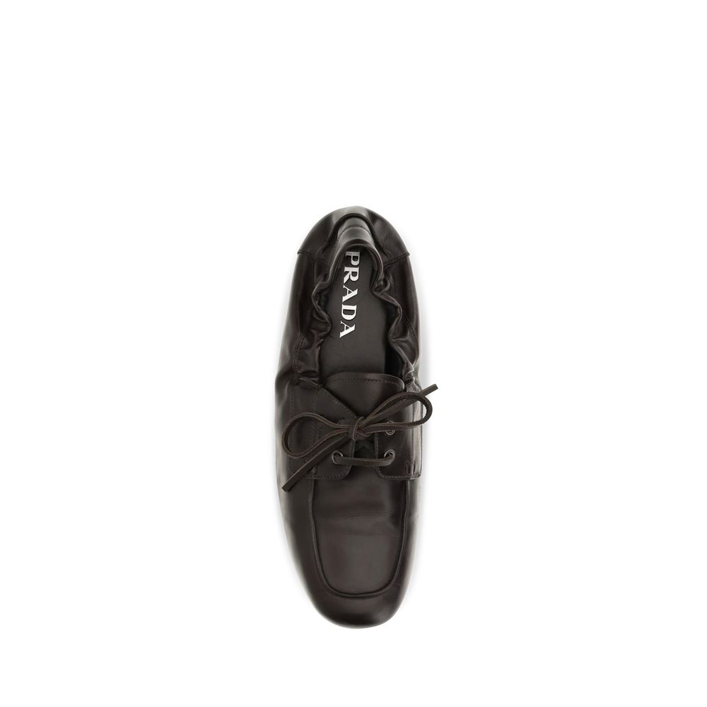 Prada Brown Calf Leather Bos Taurus Slip-On Loafers - Image 4