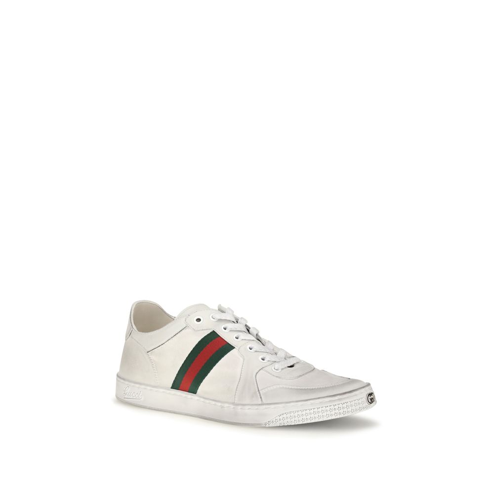 Gucci White Calf Leather Bos Taurus Low Top Sneakers - Image 2