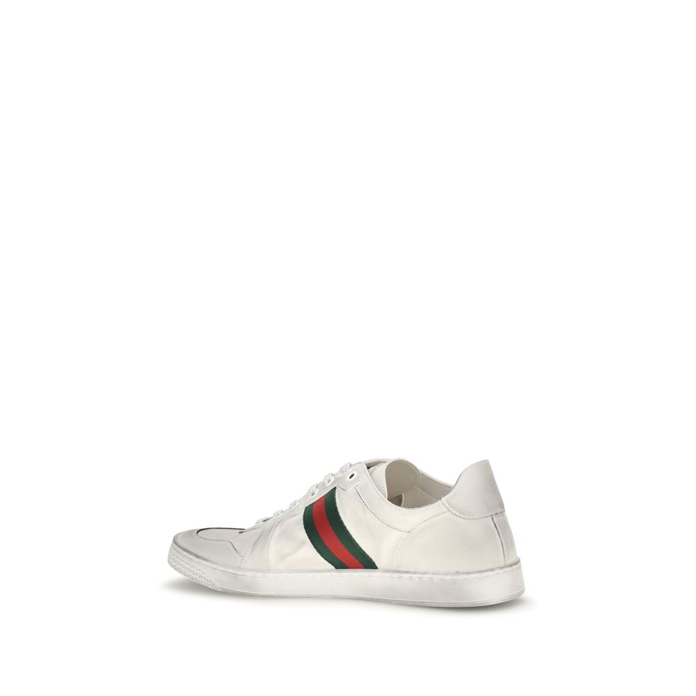 Gucci White Calf Leather Bos Taurus Low Top Sneakers - Image 3