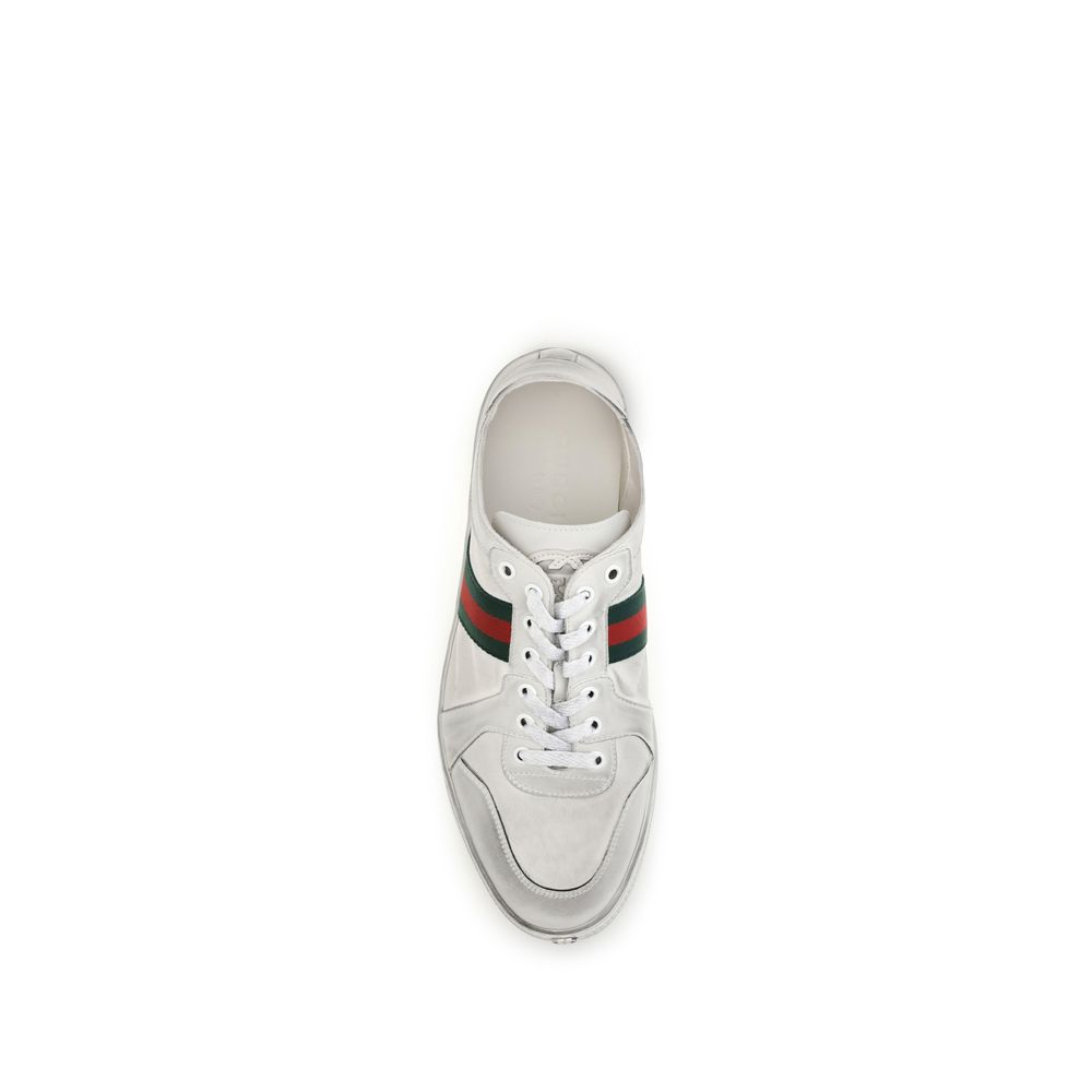 Gucci White Calf Leather Bos Taurus Low Top Sneakers - Image 4