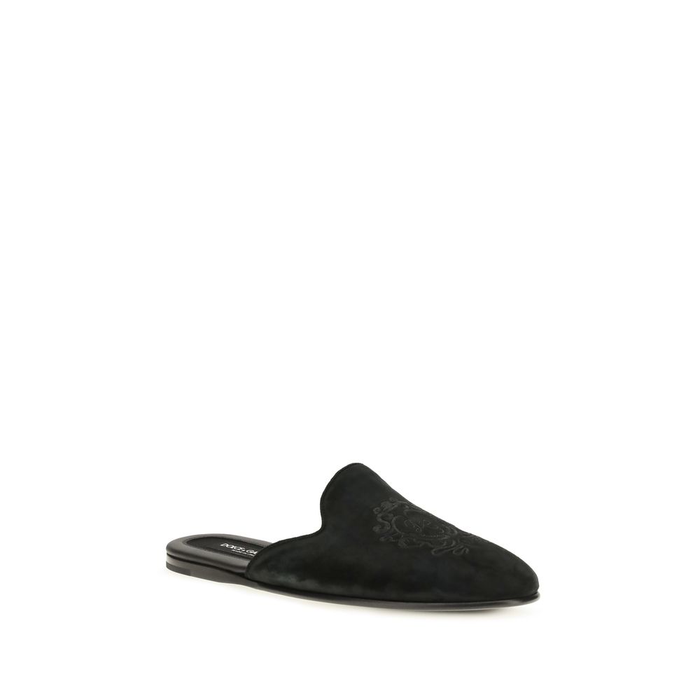 Dolce & Gabbana Black Calf Leather Bos Taurus Mules - Image 2