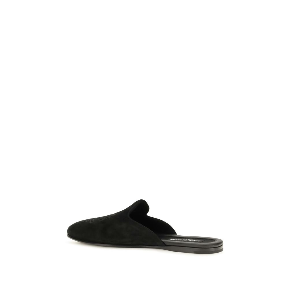 Dolce & Gabbana Black Calf Leather Bos Taurus Mules - Image 3