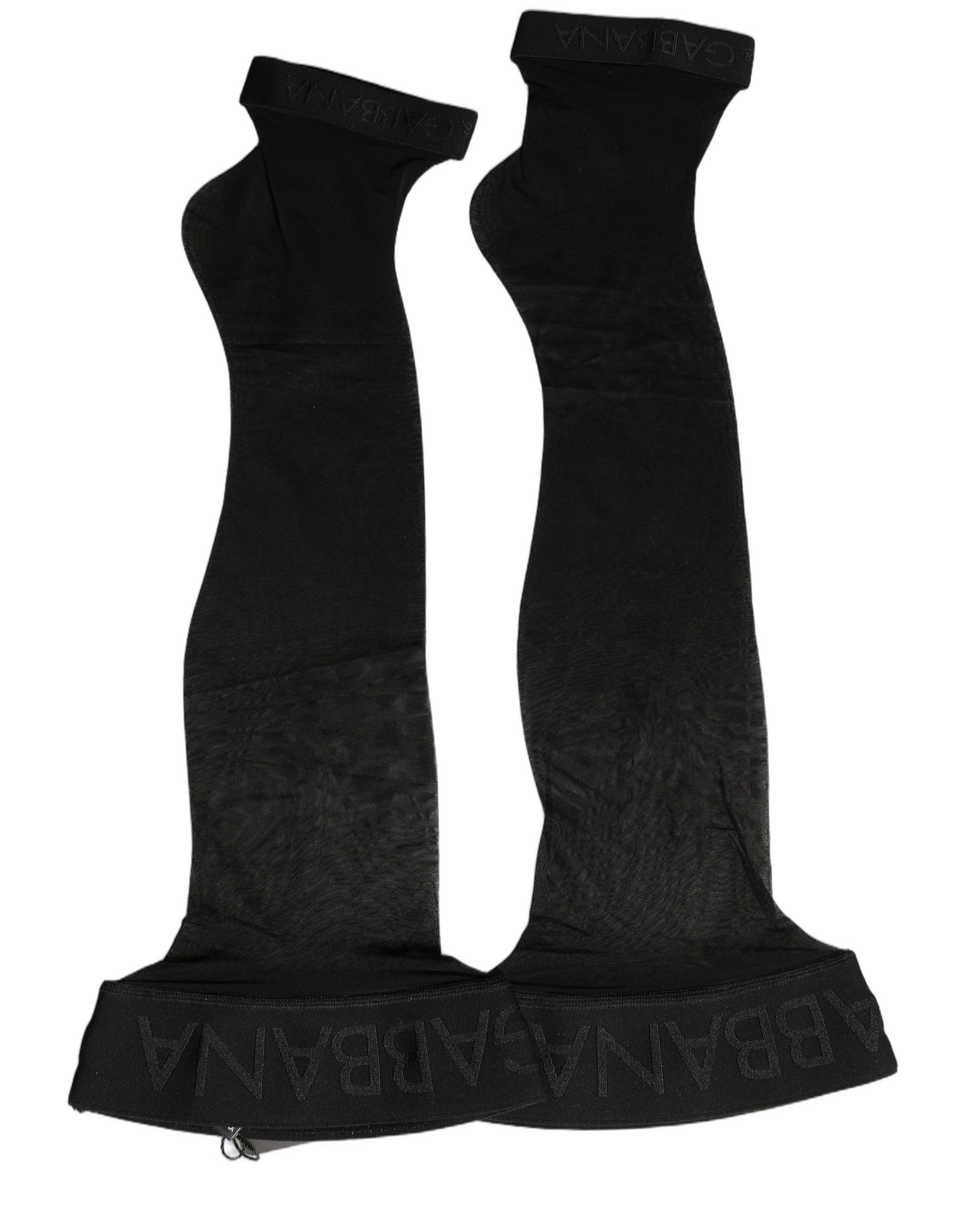 Dolce & Gabbana Black Nylon Logo Calf Long Women Accessory Socks - Image 3