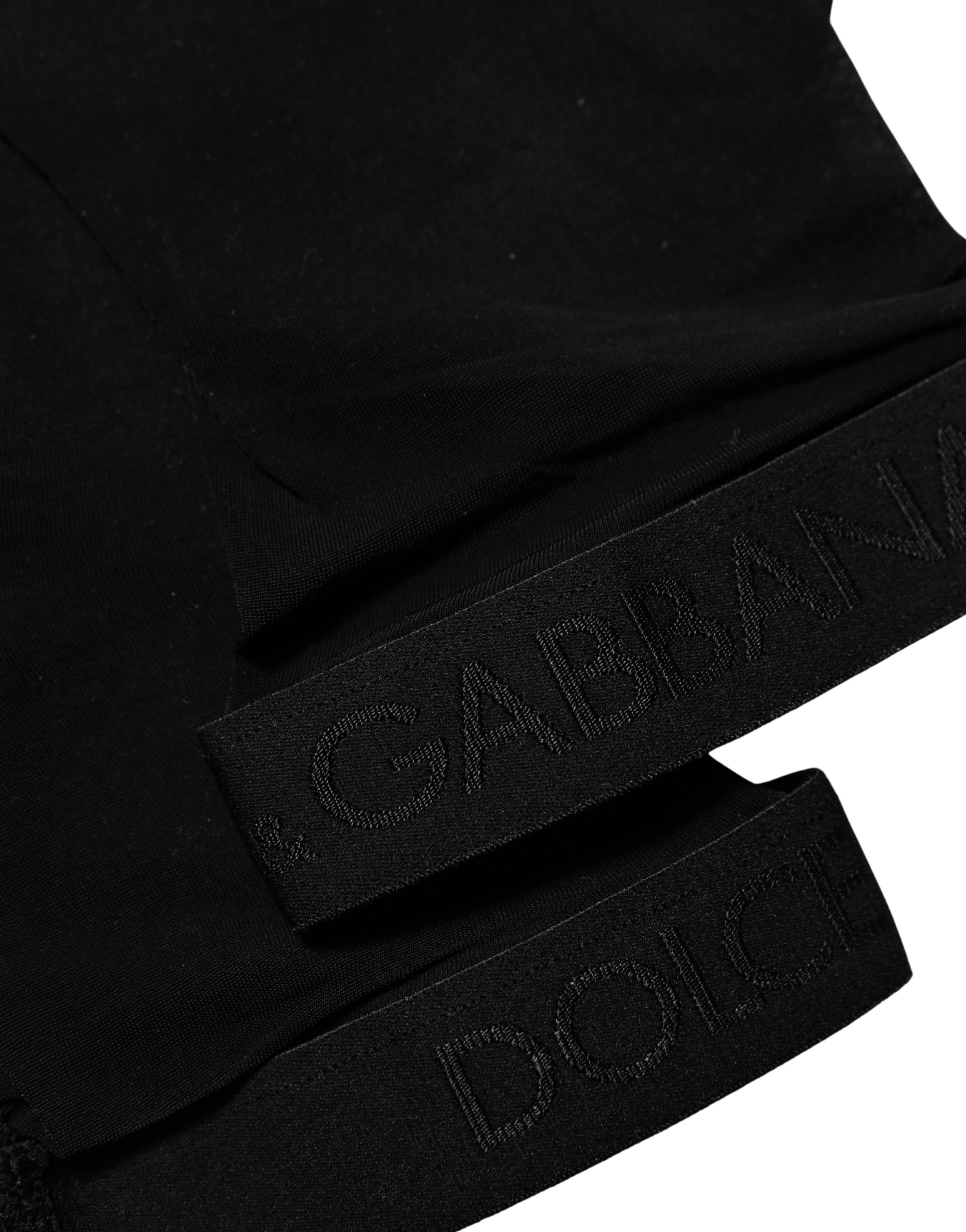Dolce & Gabbana Black Nylon Logo Calf Long Women Accessory Socks - Image 5