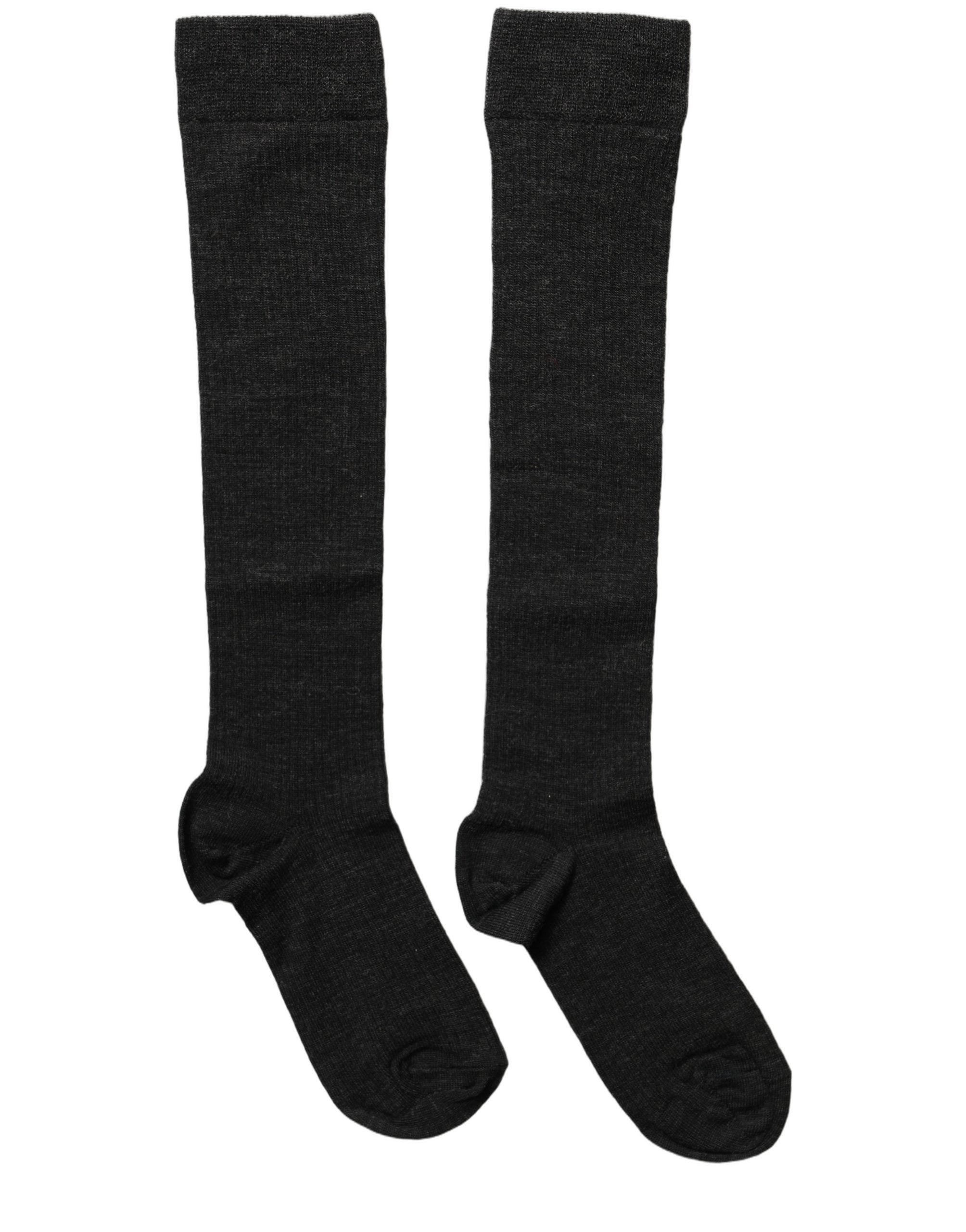 Dolce & Gabbana Black Wool Knit Calf Long Women Accessory Socks - Image 4