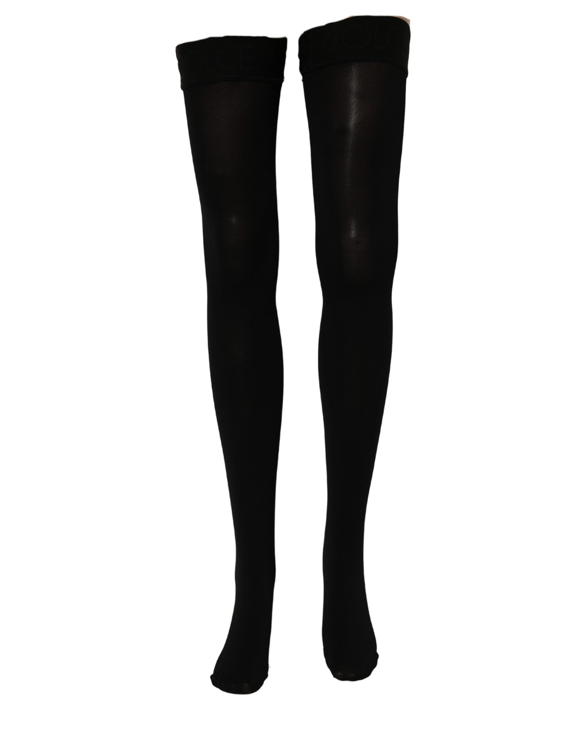 Dolce & Gabbana Black 100% Nylon Thigh High Stockings Socks - Image 2