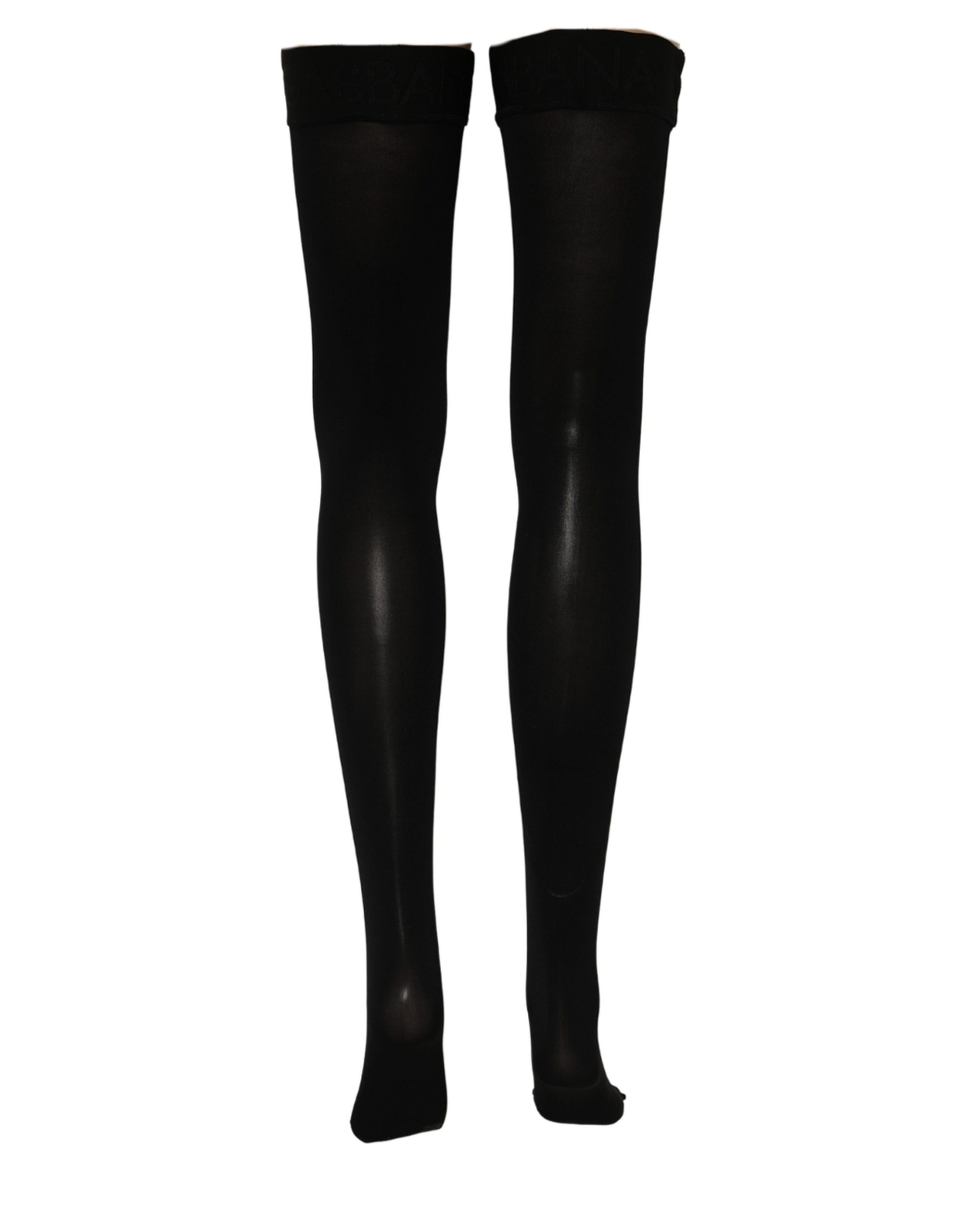 Dolce & Gabbana Black 100% Nylon Thigh High Stockings Socks - Image 4