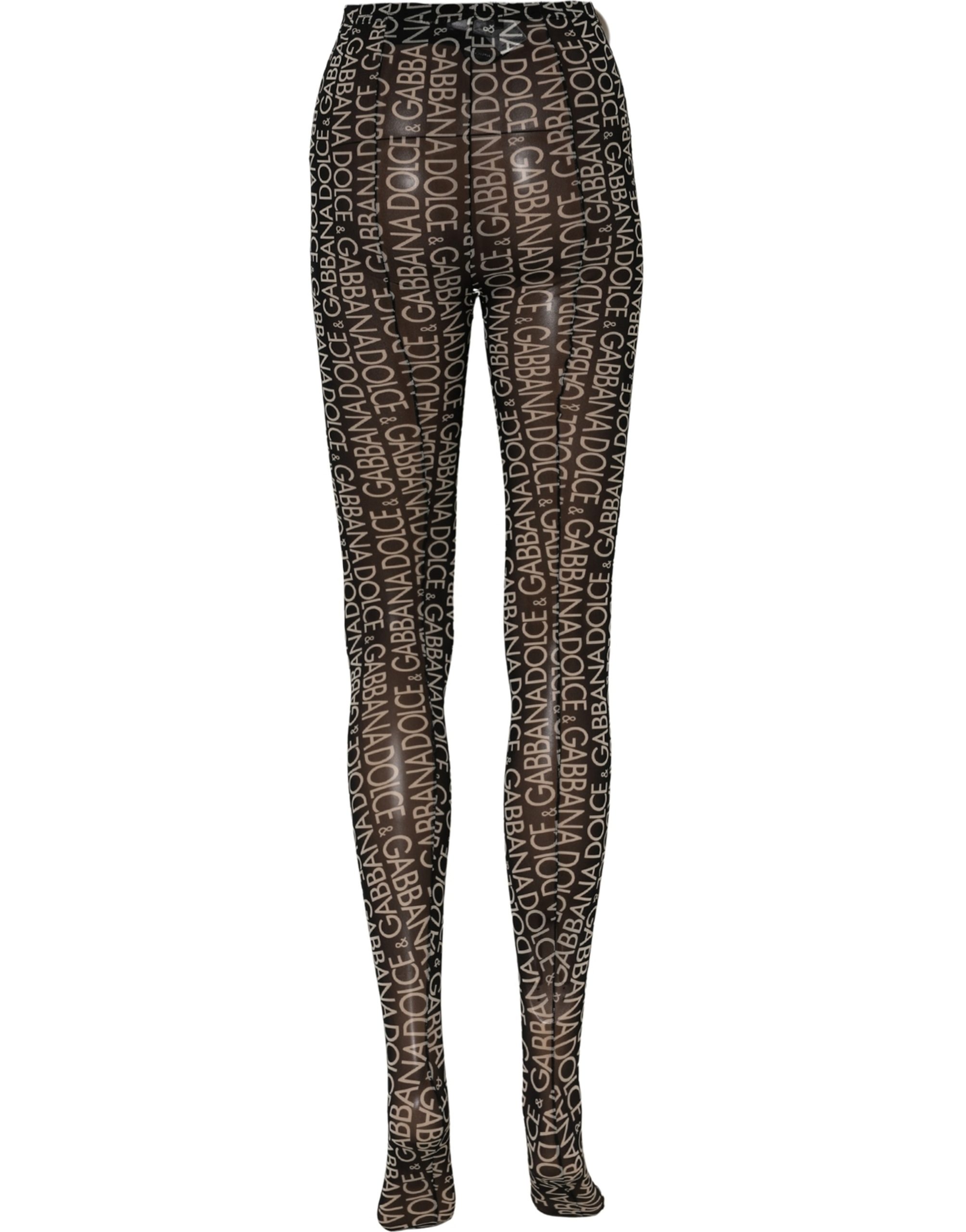 Dolce & Gabbana Black White All Over Print Sheer Stretch Tights Socks - Image 4
