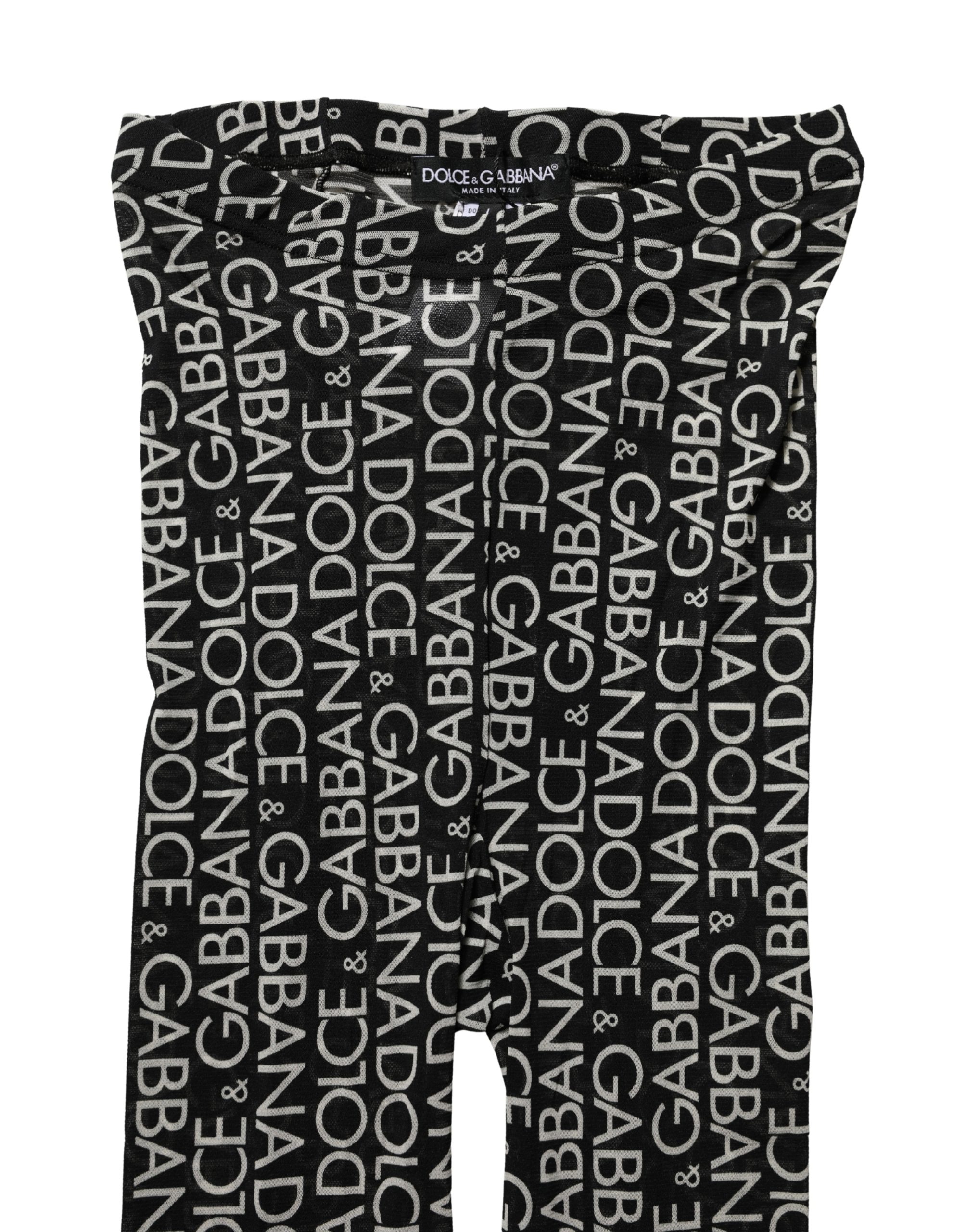 Dolce & Gabbana Black White All Over Print Sheer Stretch Tights Socks - Image 5