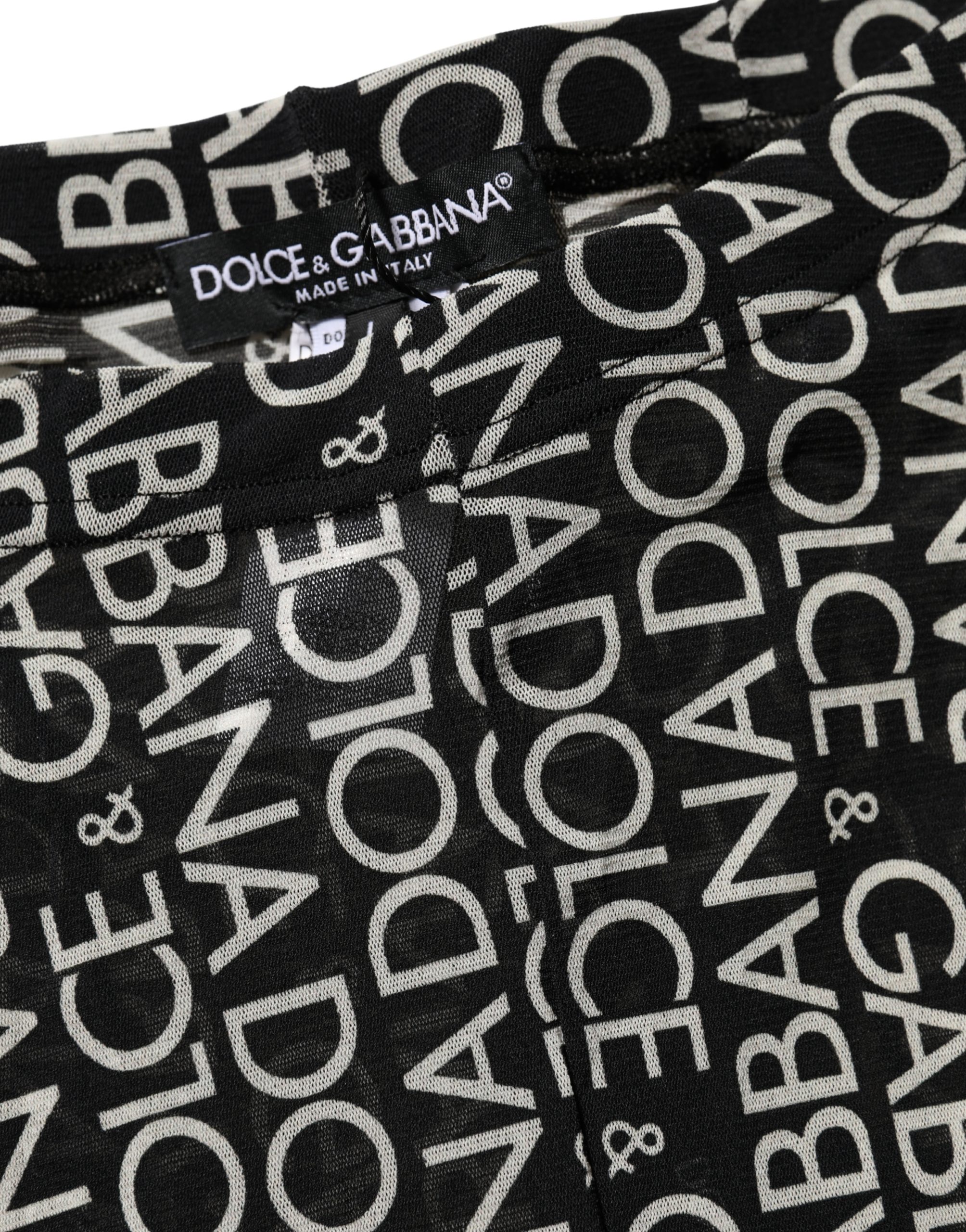 Dolce & Gabbana Black White All Over Print Sheer Stretch Tights Socks - Image 6