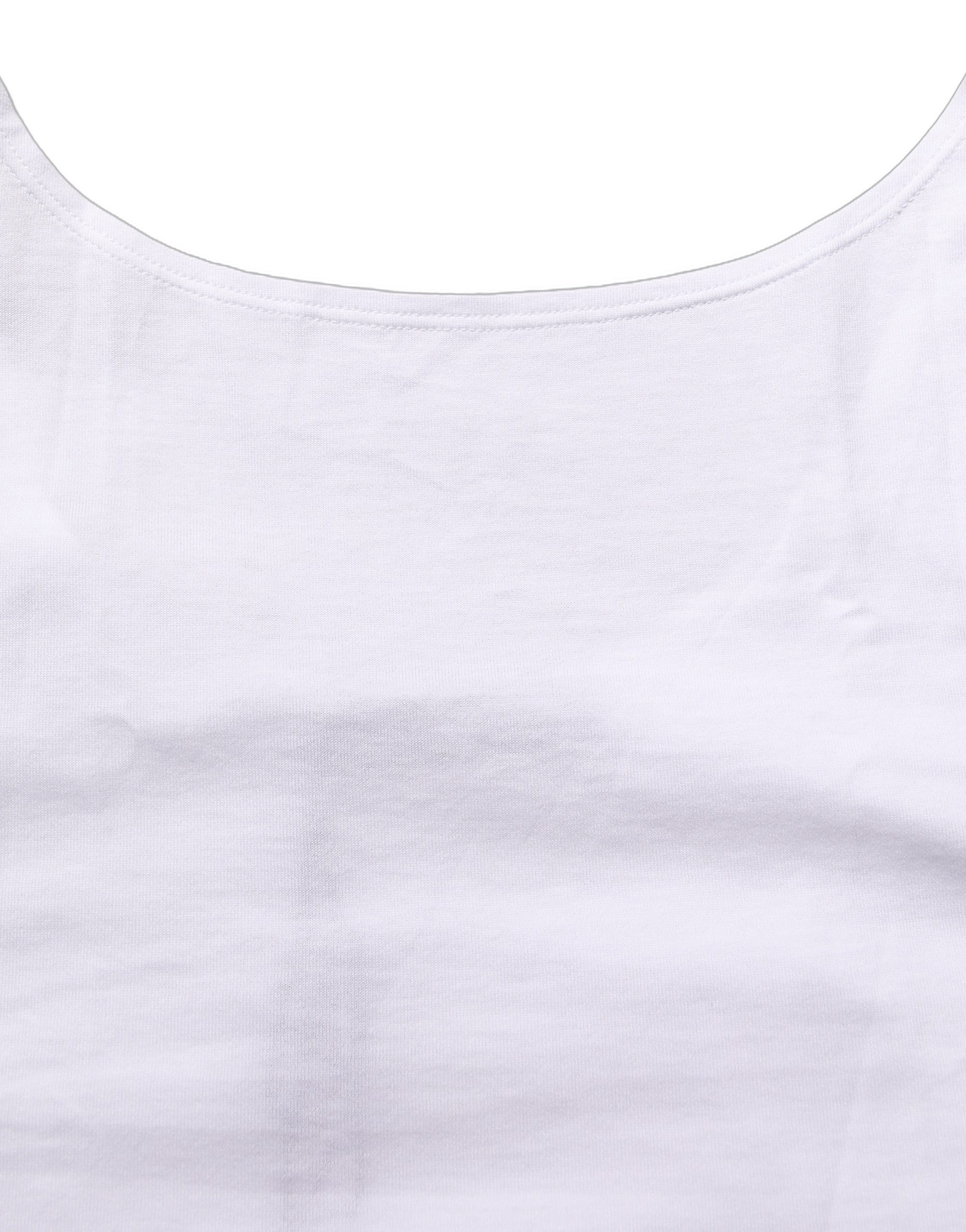 Dolce & Gabbana White Cotton Sleeveless Cropped Tank Top - Image 3