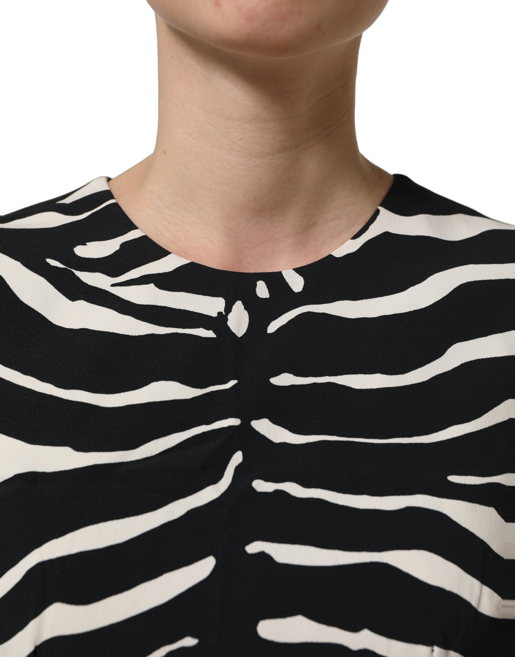 Dolce & Gabbana Black White Zebra Sleeveless Cropped Tank Top - Image 6