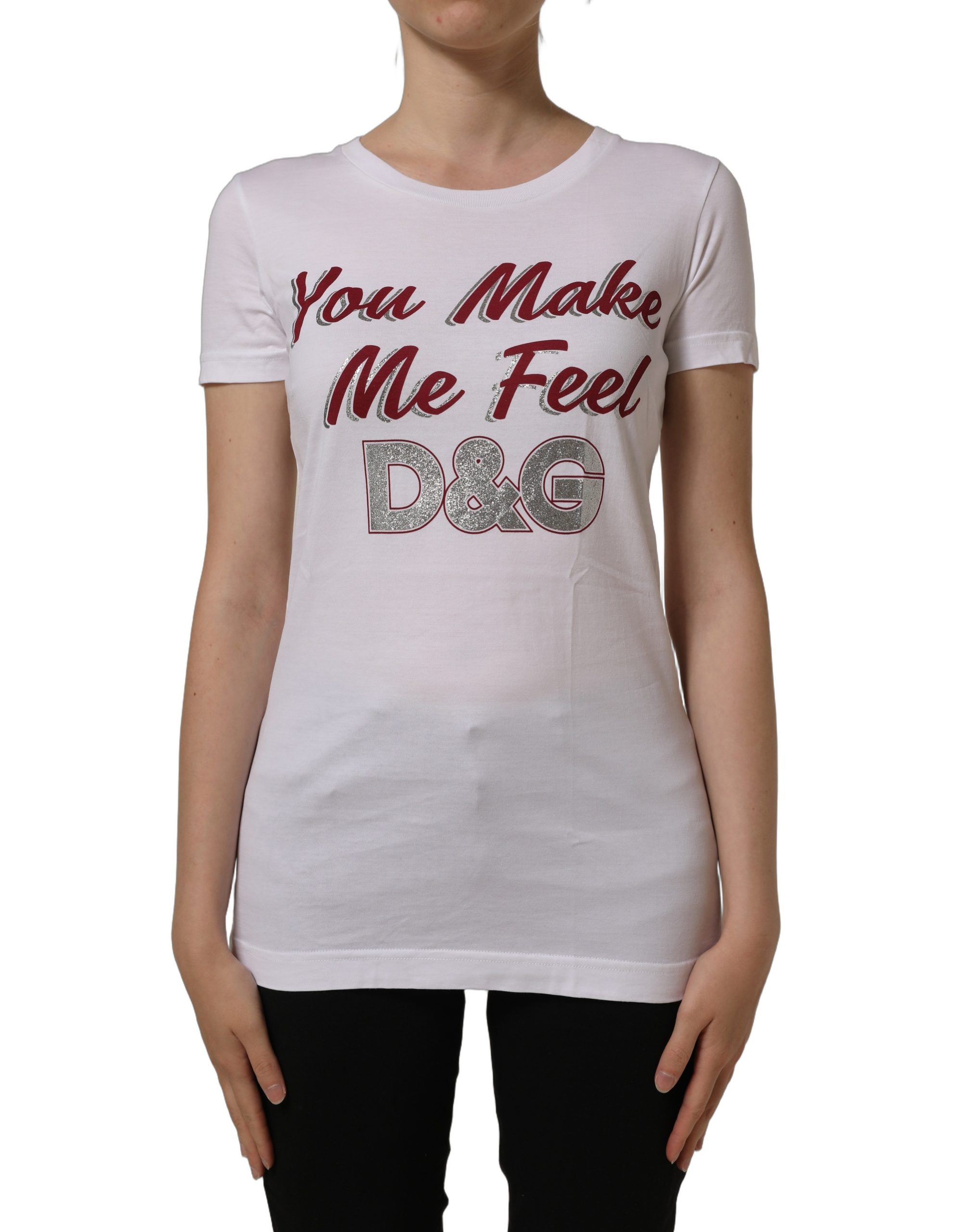 Dolce & Gabbana White Graphic Print Cotton Crew Neck T-shirt - Image 3