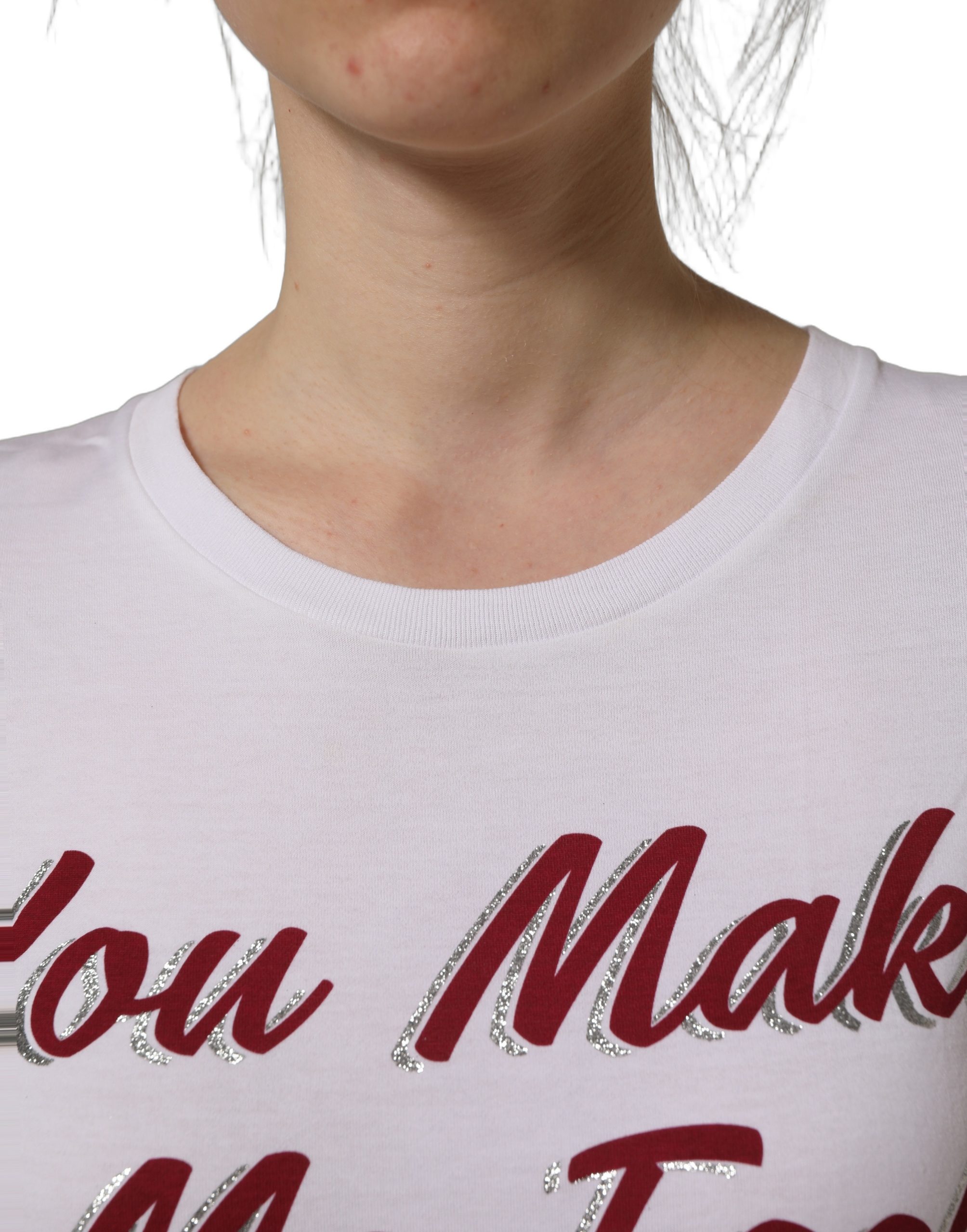 Dolce & Gabbana White Graphic Print Cotton Crew Neck T-shirt - Image 6