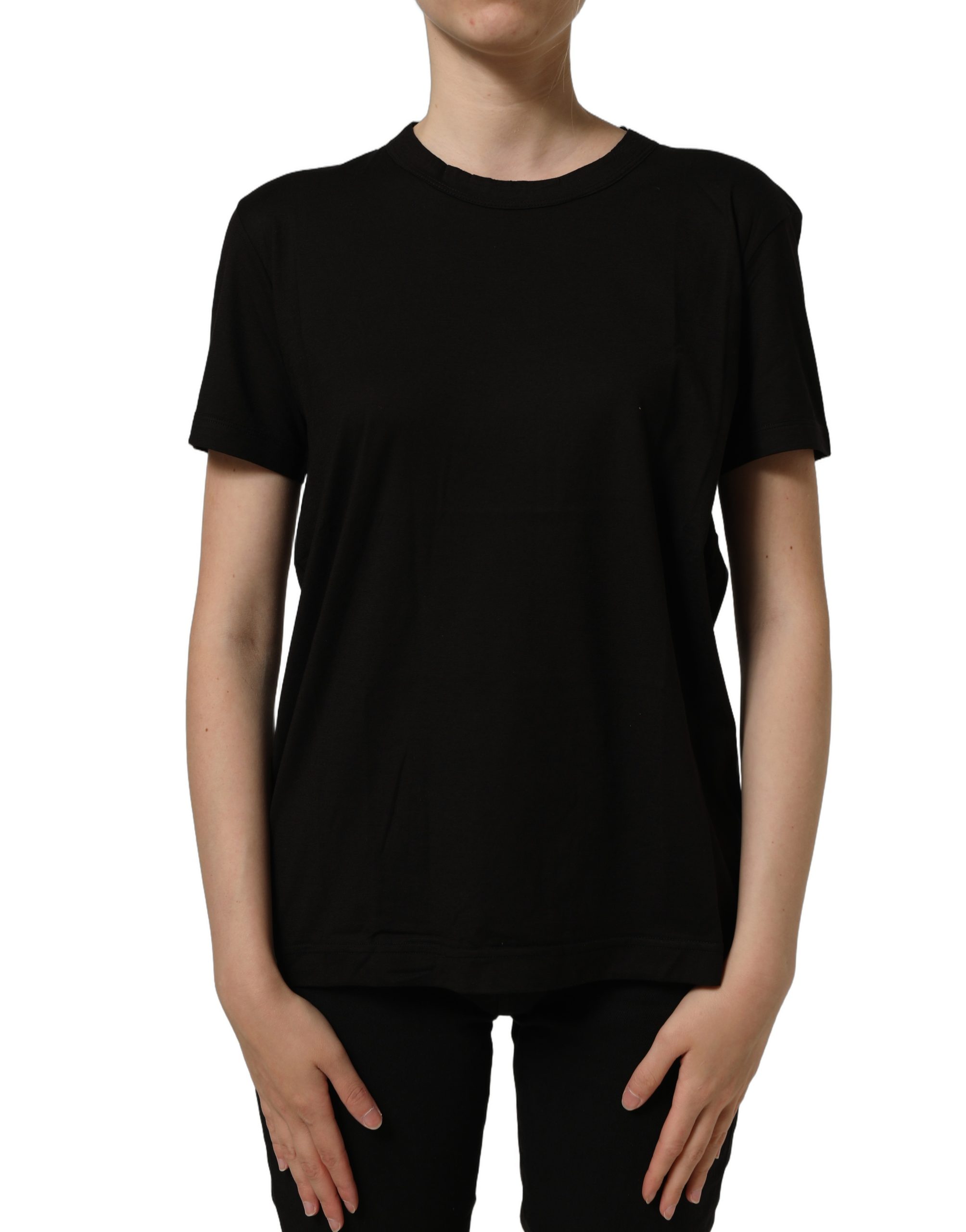 Dolce & Gabbana Black Cotton Crew Neck Short Sleeves T-shirt - Image 2