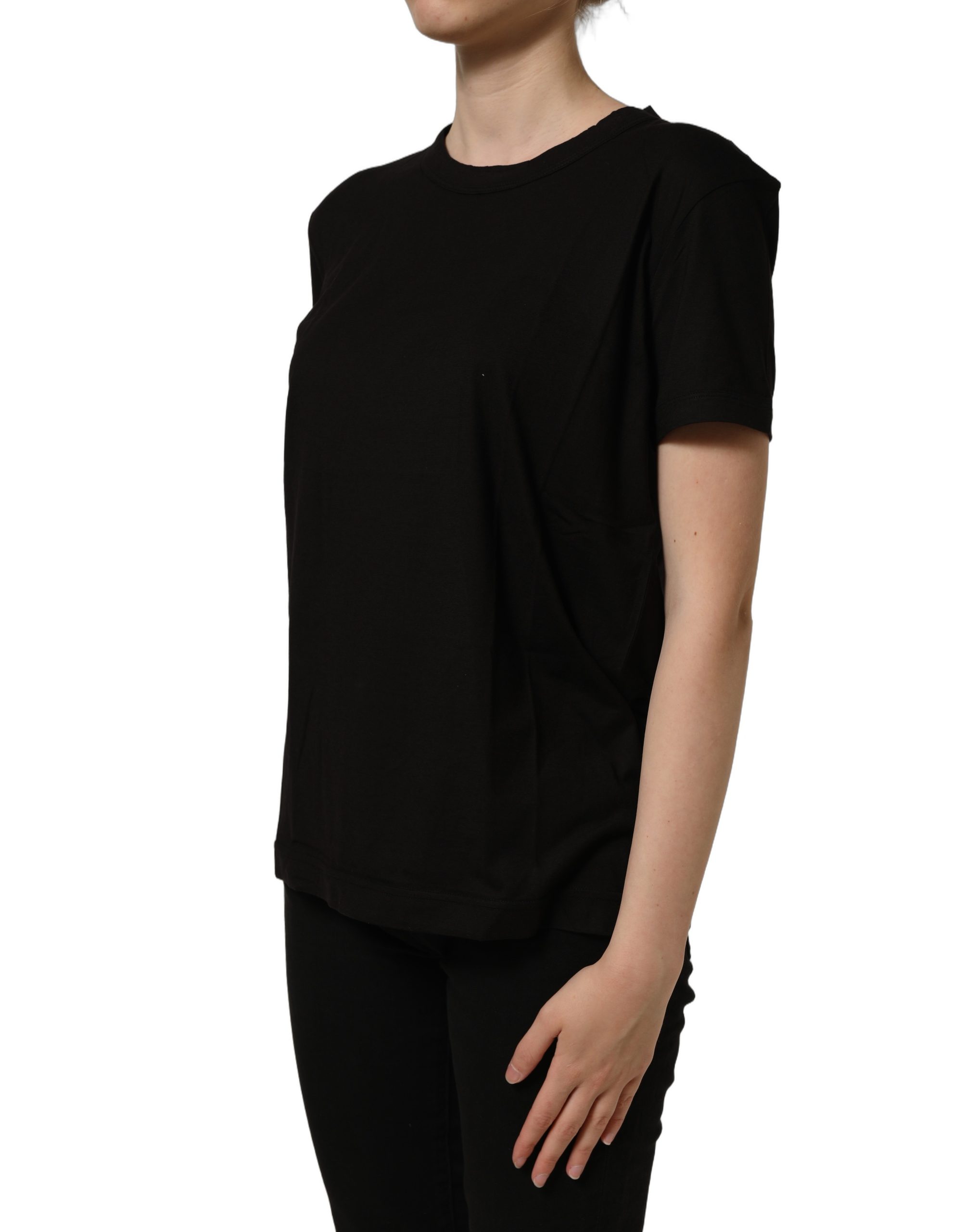 Dolce & Gabbana Black Cotton Crew Neck Short Sleeves T-shirt - Image 4