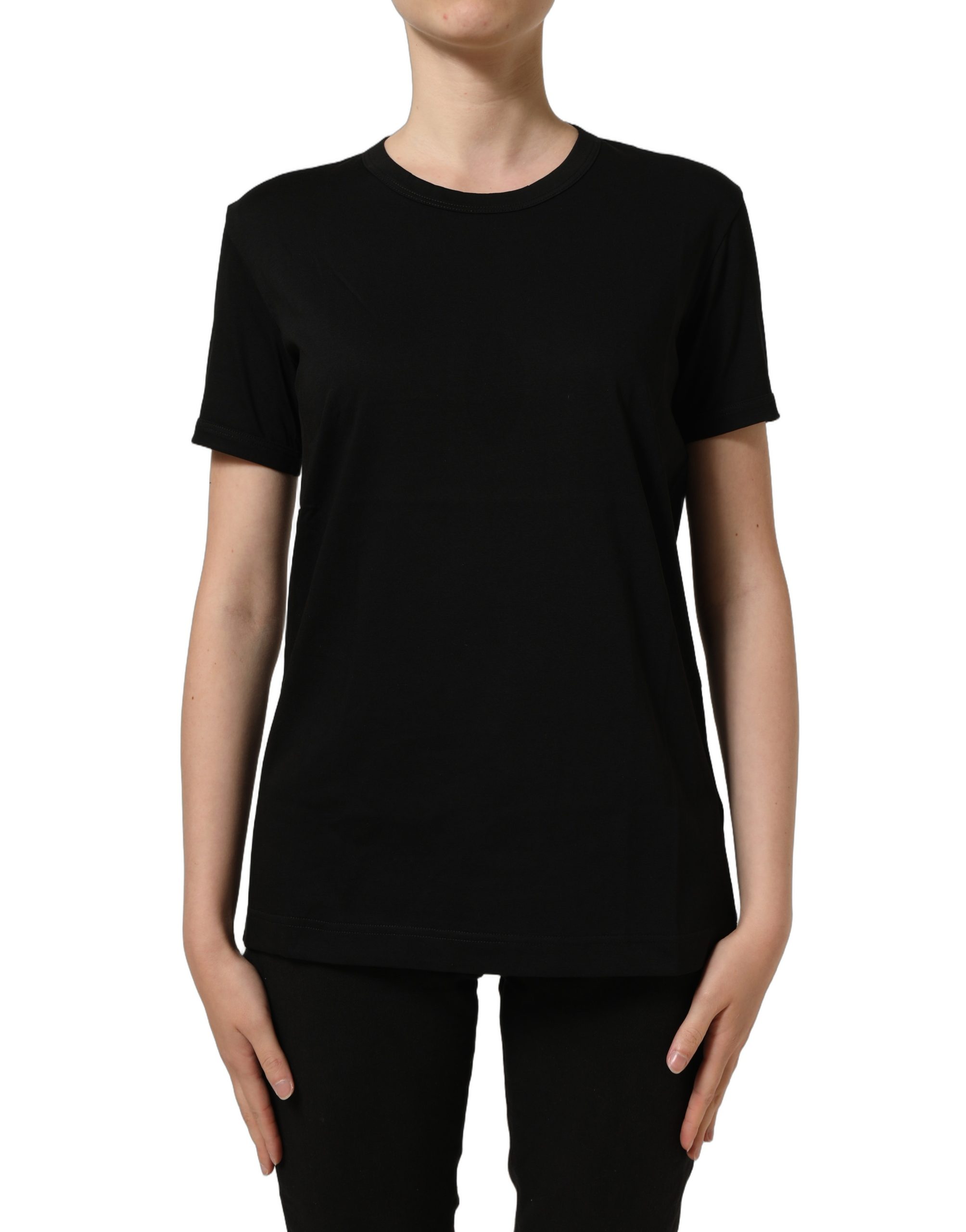 Dolce & Gabbana Black Cotton Crew Neck Short Sleeves T-shirt - Image 2