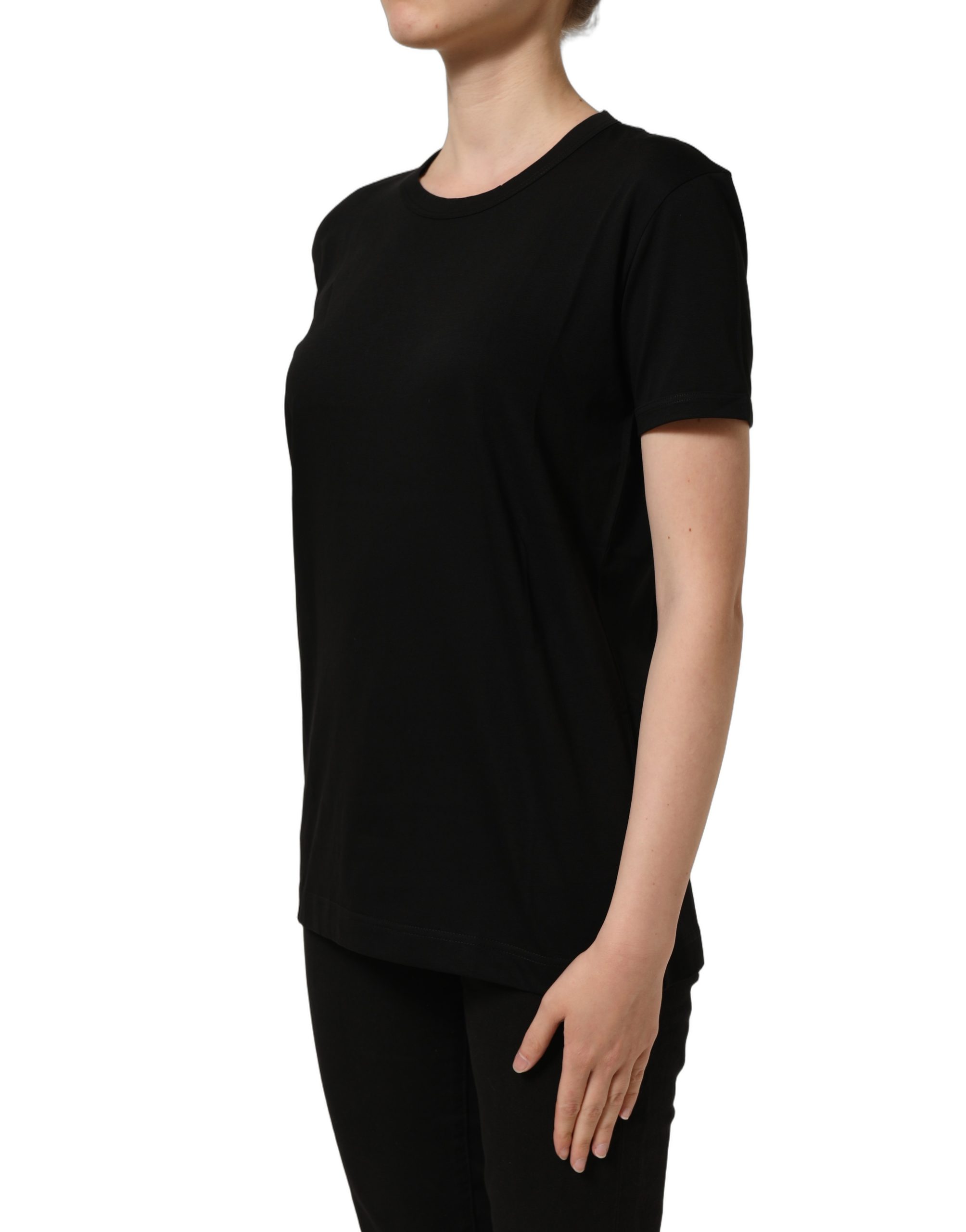 Dolce & Gabbana Black Cotton Crew Neck Short Sleeves T-shirt - Image 4