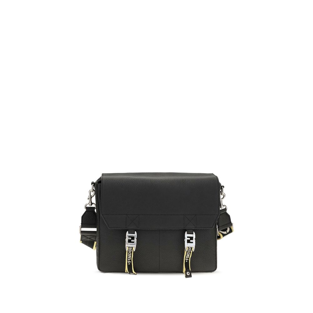 Fendi Black Calf Leather Bos Taurus Shoulder Bag