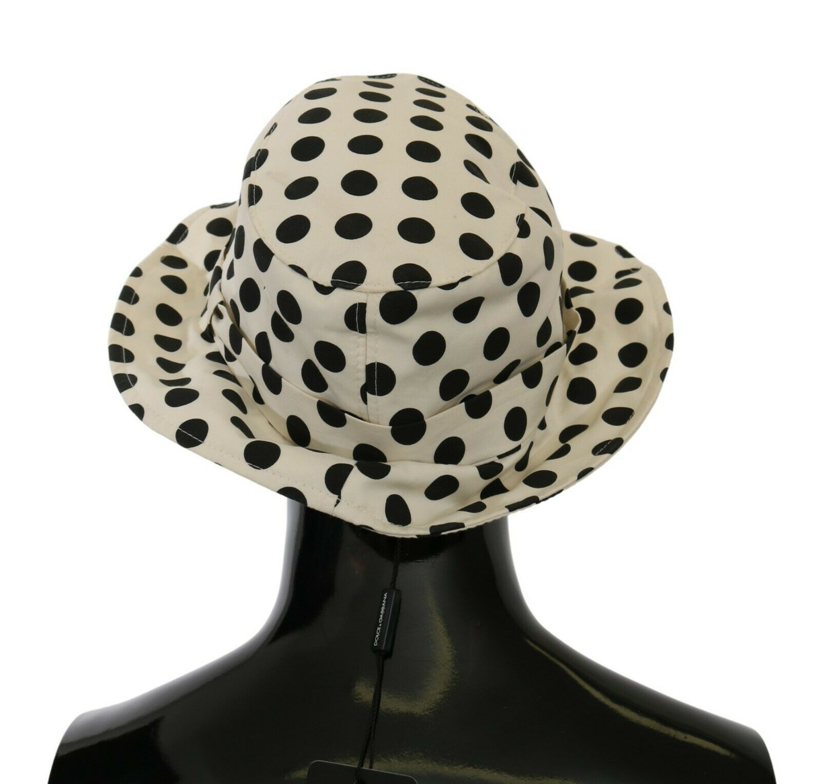 Dolce & Gabbana White 100% Cotton Polka Dot Design Trilby Hat - Image 3