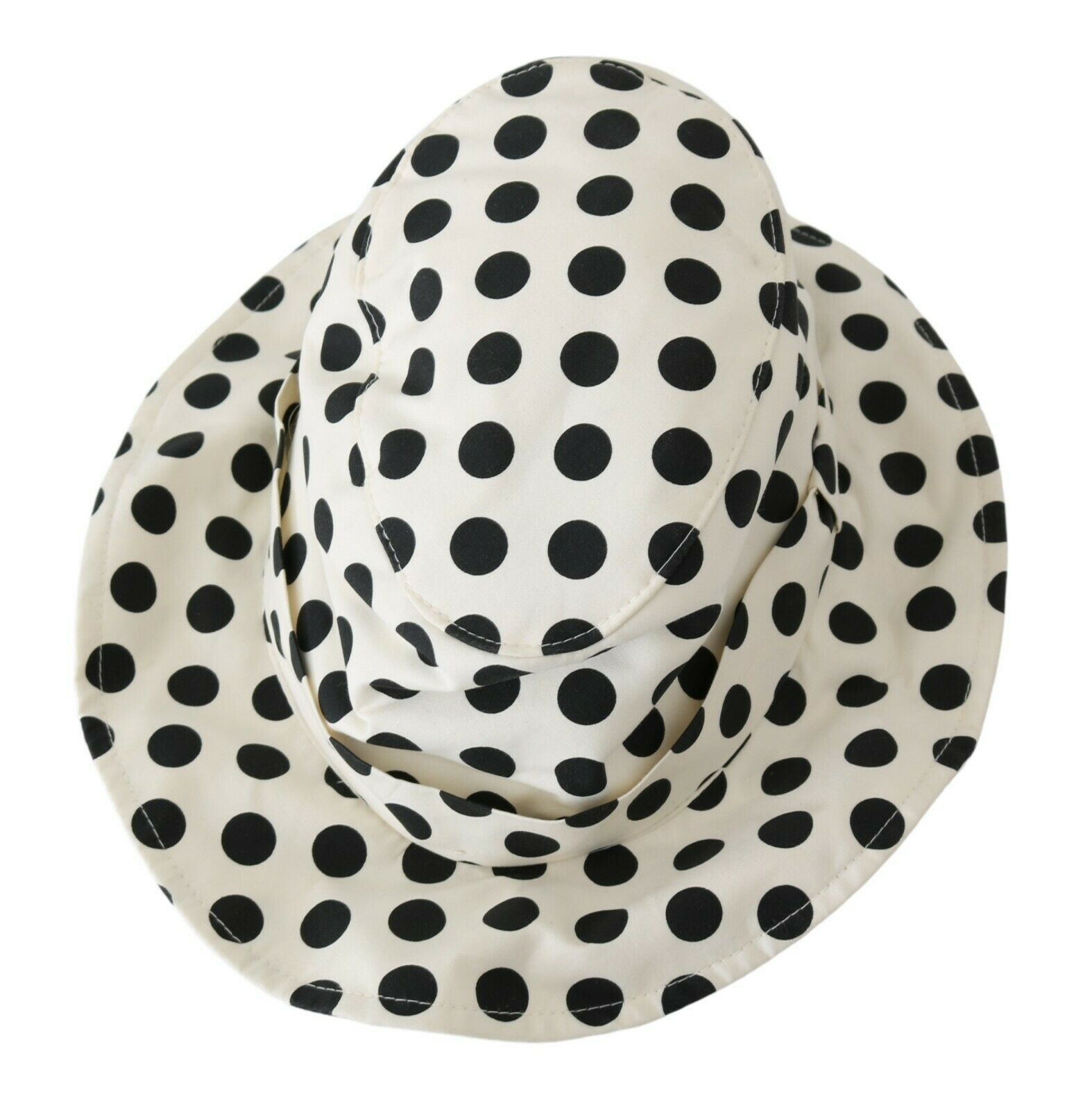 Dolce & Gabbana White 100% Cotton Polka Dot Design Trilby Hat - Image 4