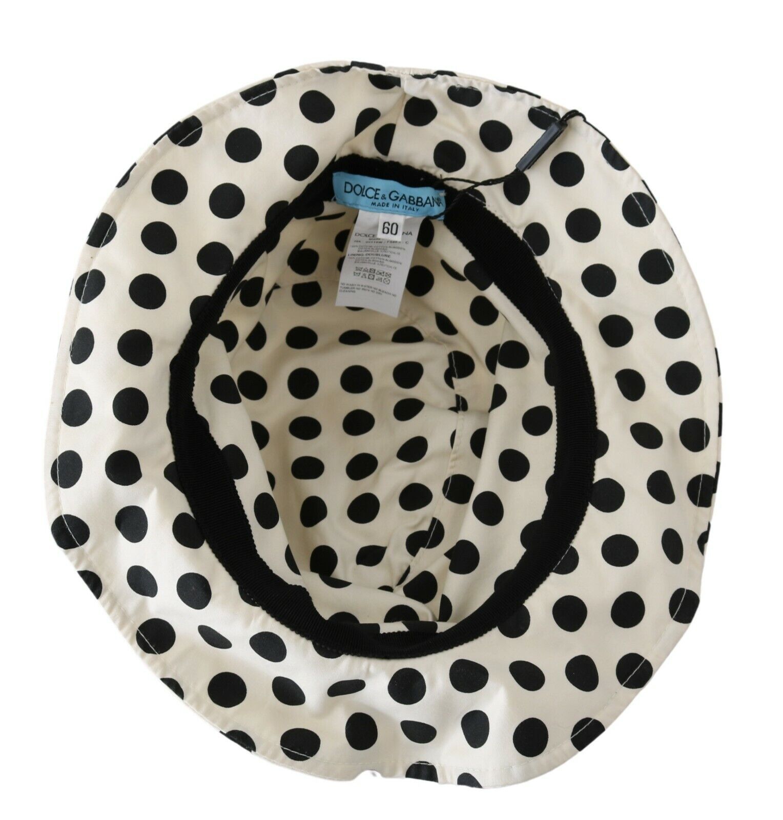 Dolce & Gabbana White 100% Cotton Polka Dot Design Trilby Hat - Image 5