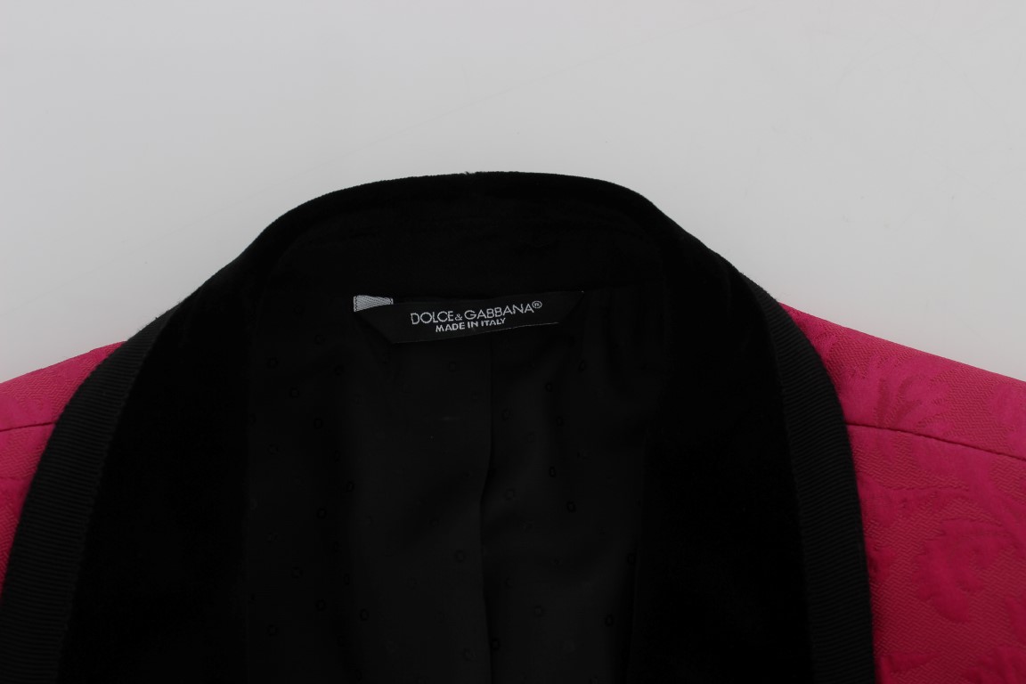 Dolce & Gabbana Pink Floral Brocade Slim Blazer Jacket - Image 7